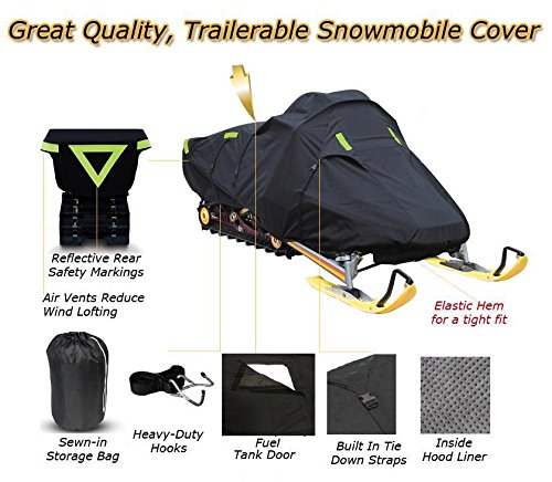 SBU Trailerable Snowmobile Cover for Arctic Cat F6 FIRECAT EFI EXT (2004-2006 Models) - 600D Heavy-Duty Waterproof Protection - Ideal for Winter Storage & Trail Transport