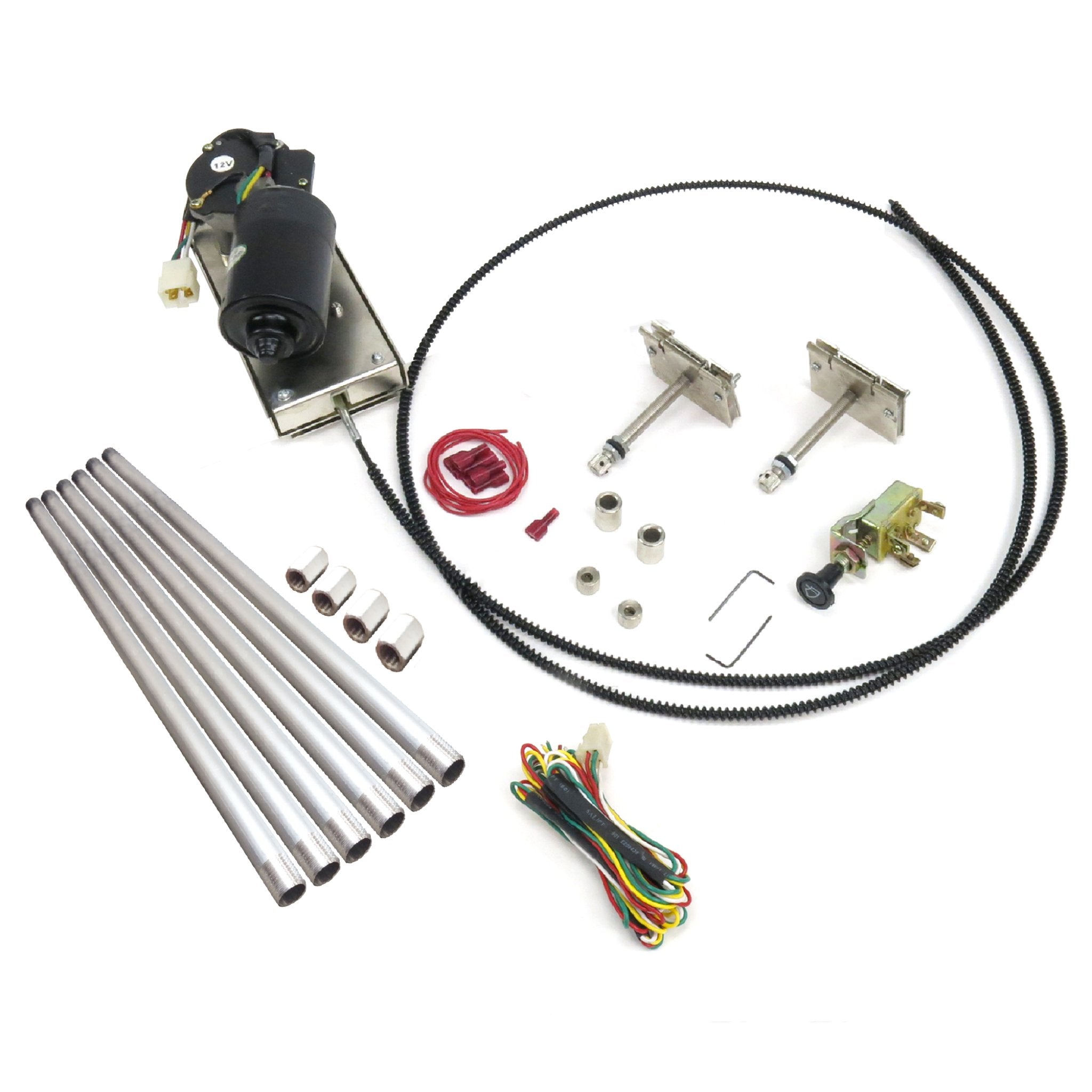 1903 Rambler Model F Adjustable 3-Position Power Windshield Wiper Kit with Switch & Harness - Vintage Car Restoration & Classic Auto Parts for Rainy Day Driving