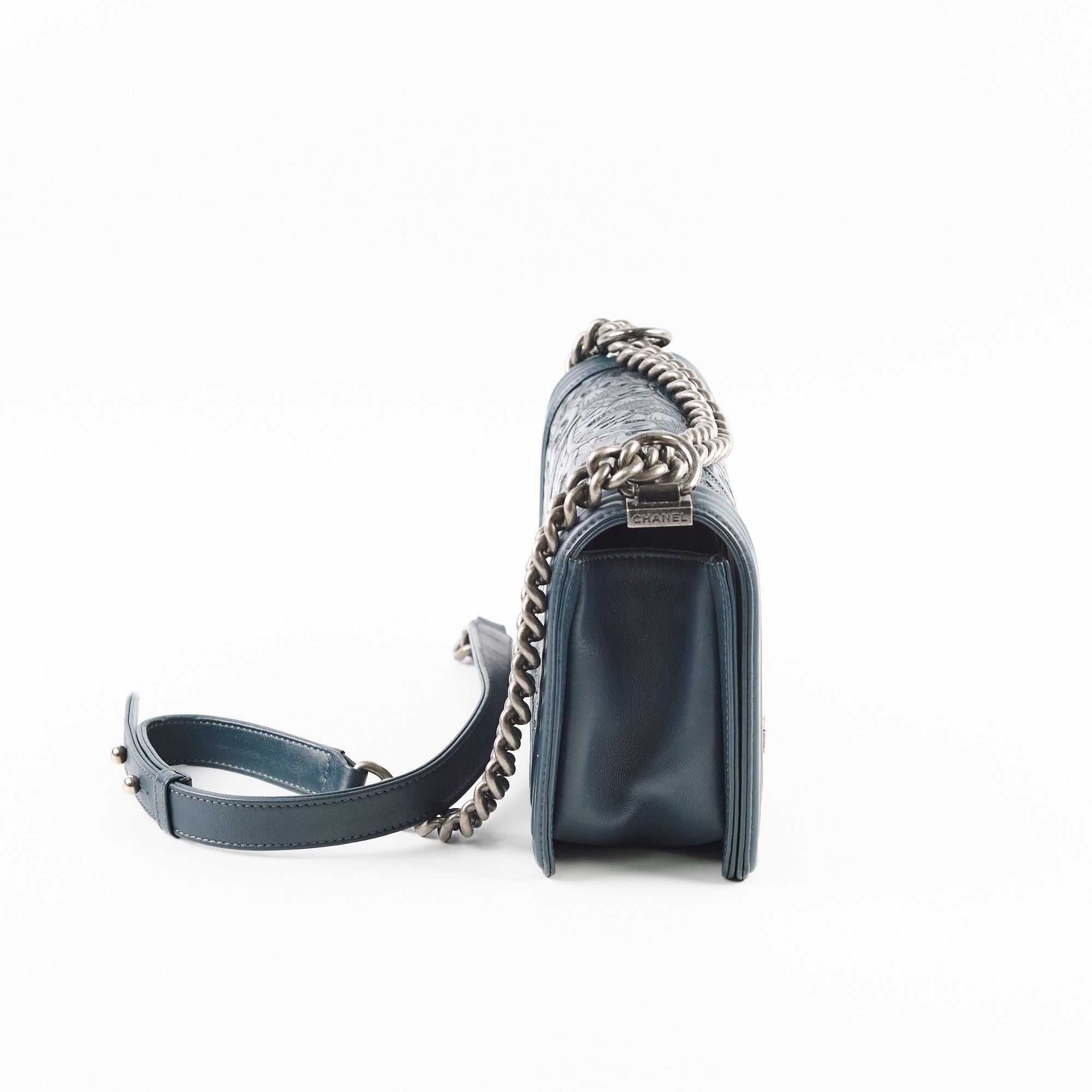 Chanel Old Medium Boy Bag in Cordoba Paris Navy & Dark Green - Luxury Crossbody Bag for Women, Perfect for Date Night & Evening Events