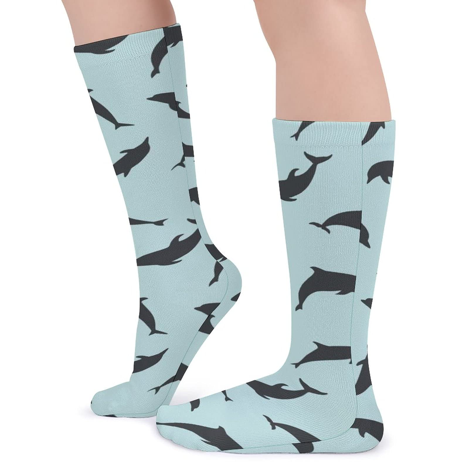 BAIKUTOUAN Dolphin Sport Socks for Women & Men - Over The Calf High Tights, Thick Athletic Stockings - Perfect for Running, Yoga & Outdoor Activities