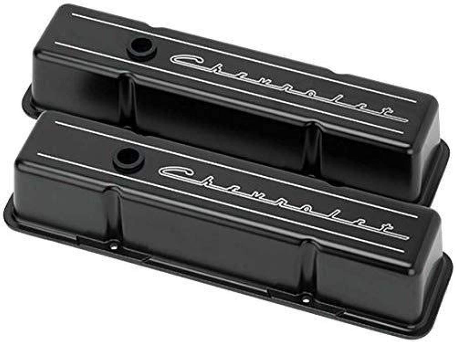 Black Valve Cover for Small Block Tall Chevrolet Engines - High-Performance Replacement Part for Classic & Muscle Car Restoration
