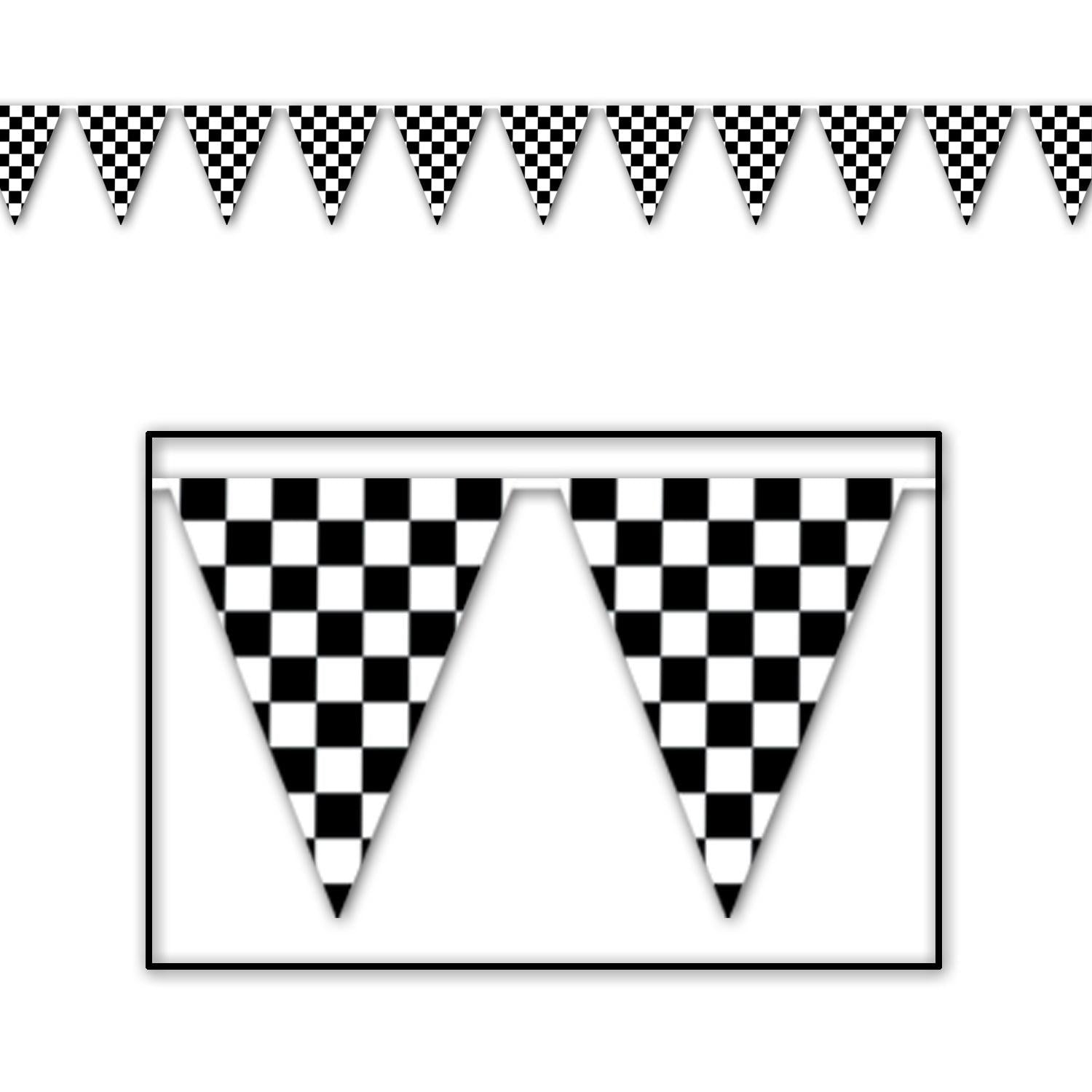 12 Pack Beistle 30 ft. Checkered Party Pennant Banner - Colorful Decoration for Birthday, Graduation & Holiday Celebrations