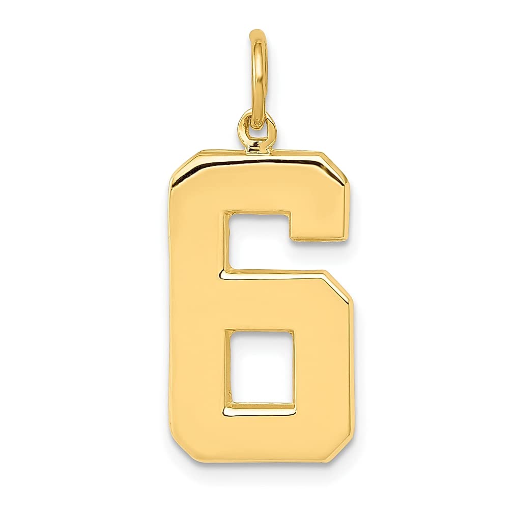 14K Yellow Gold Large Number 6 Charm Pendant Necklace - Elegant Fine Jewelry for Women, Perfect Birthday Gift for Her - Ideal for Special Occasions, Anniversaries & Everyday Wear