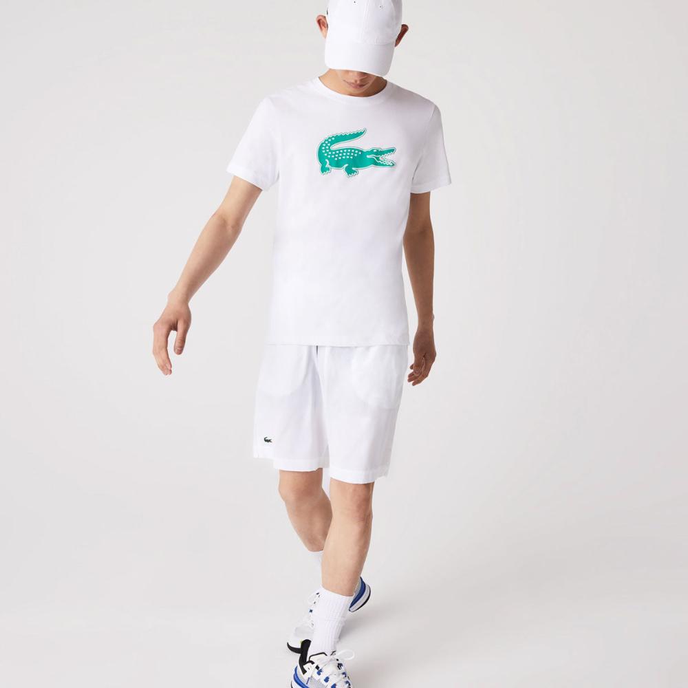 Lacoste Men's Ultra Light Comfortable Shorts - White & Navy Blue - Breathable Quick-Dry Casual & Athletic Shorts for Golf, Tennis, and Summer Outdoor Activities
