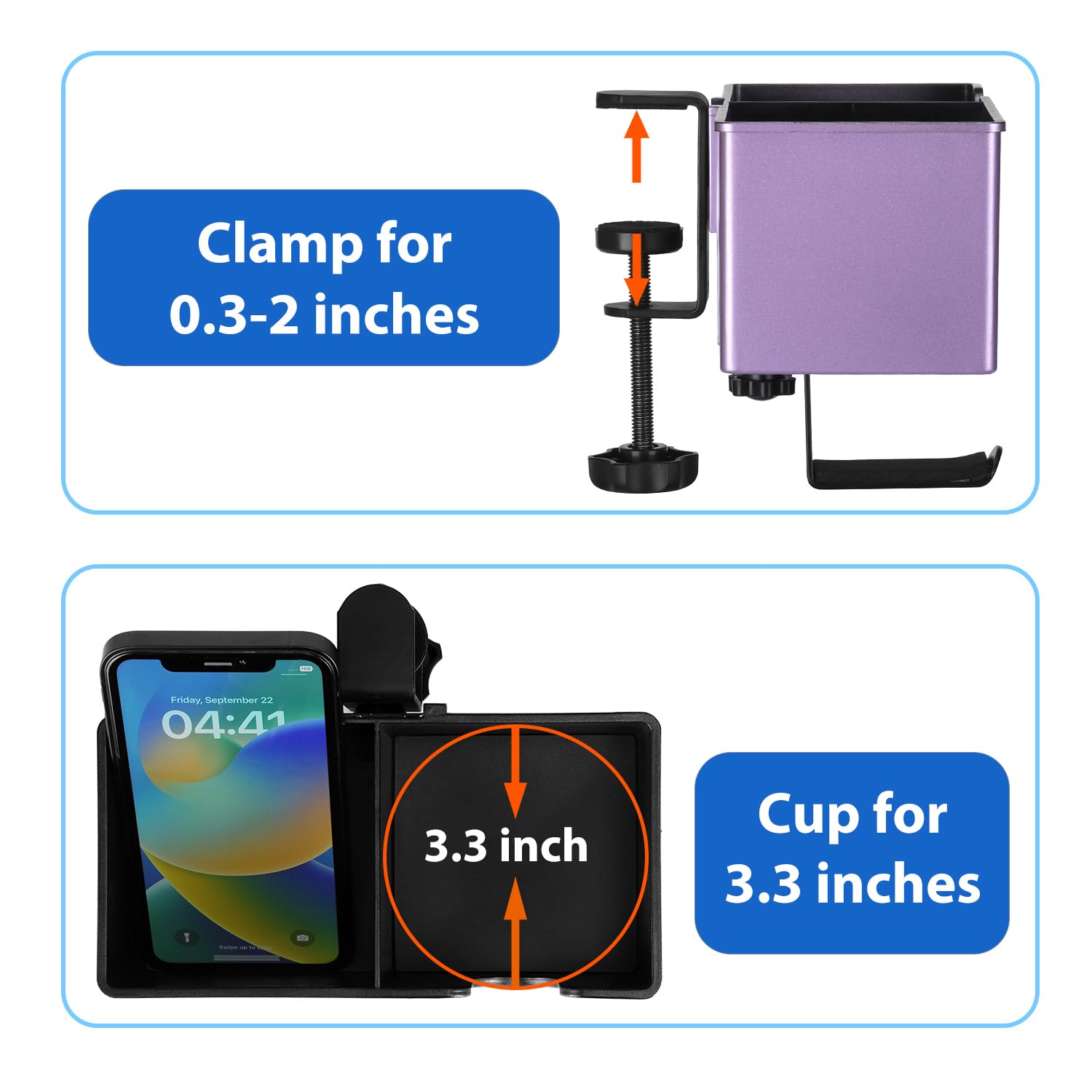 ROSYLINE 3-in-1 Desk Organizer with Cup Holder, Pen Holder & Headphone Hook - Purple ABS & Metal Design for Office, Home & Dorm Organization