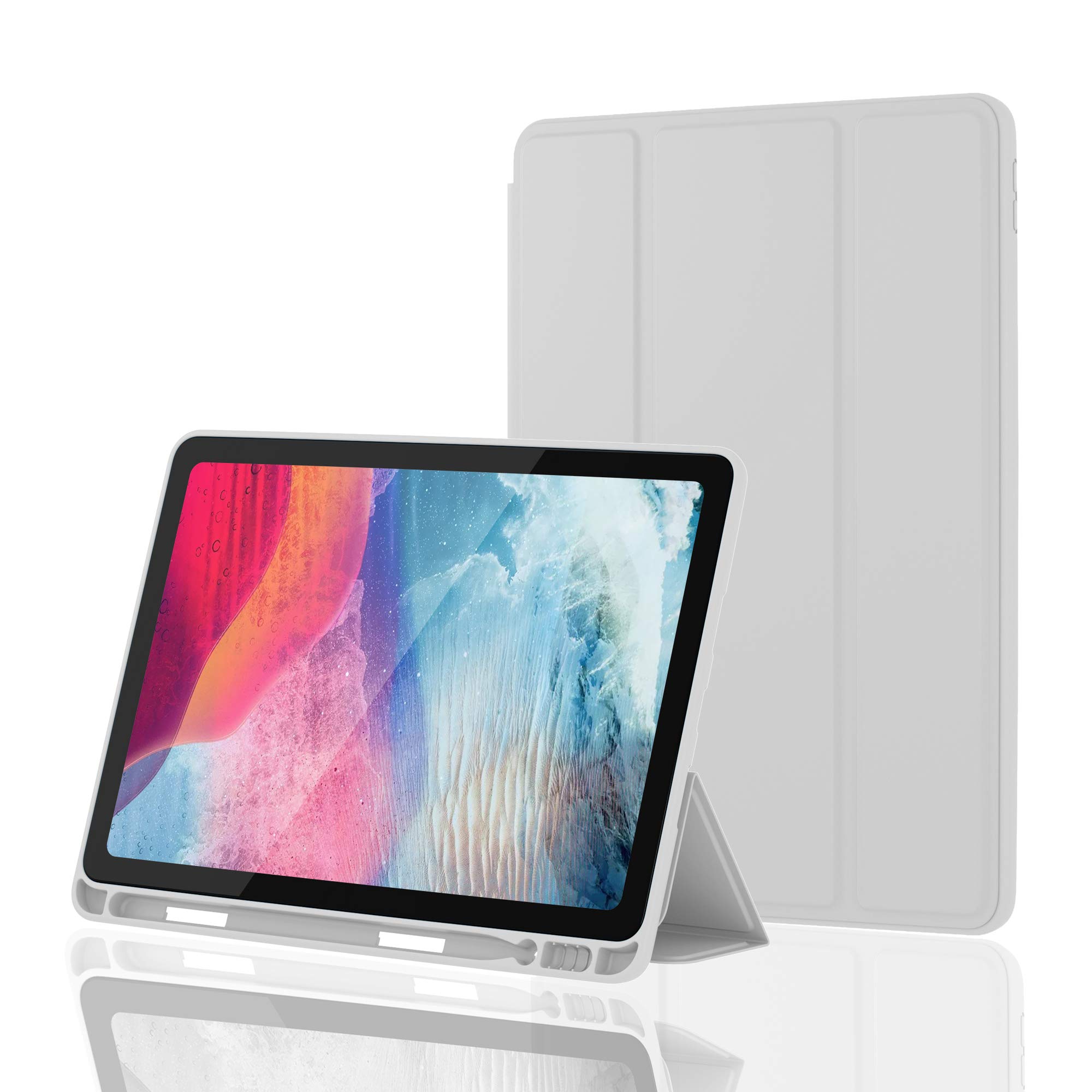 Ultra Slim iPad Air 3 Case (2019) & iPad Pro 10.5 Case (2017) - Soft TPU Back Cover with Pencil Holder, Auto Sleep/Wake, Full Body Protection | Perfect for Work, Study & Travel (Gray)