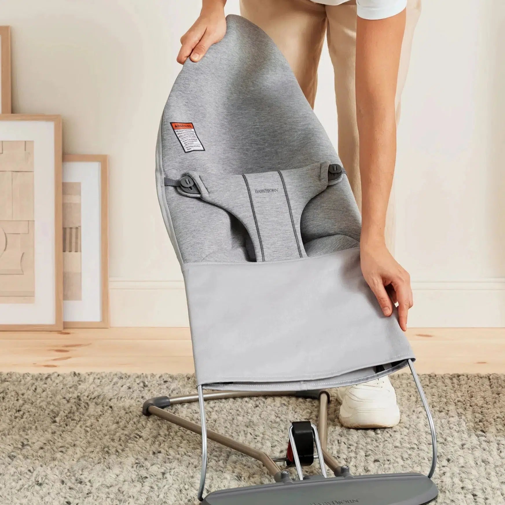 Baby Bjorn Bouncer Bliss 3D Jersey - Light Grey Baby Bouncer & Rocker | Comfortable Infant Seat for Playtime, Feeding & Relaxation at Home
