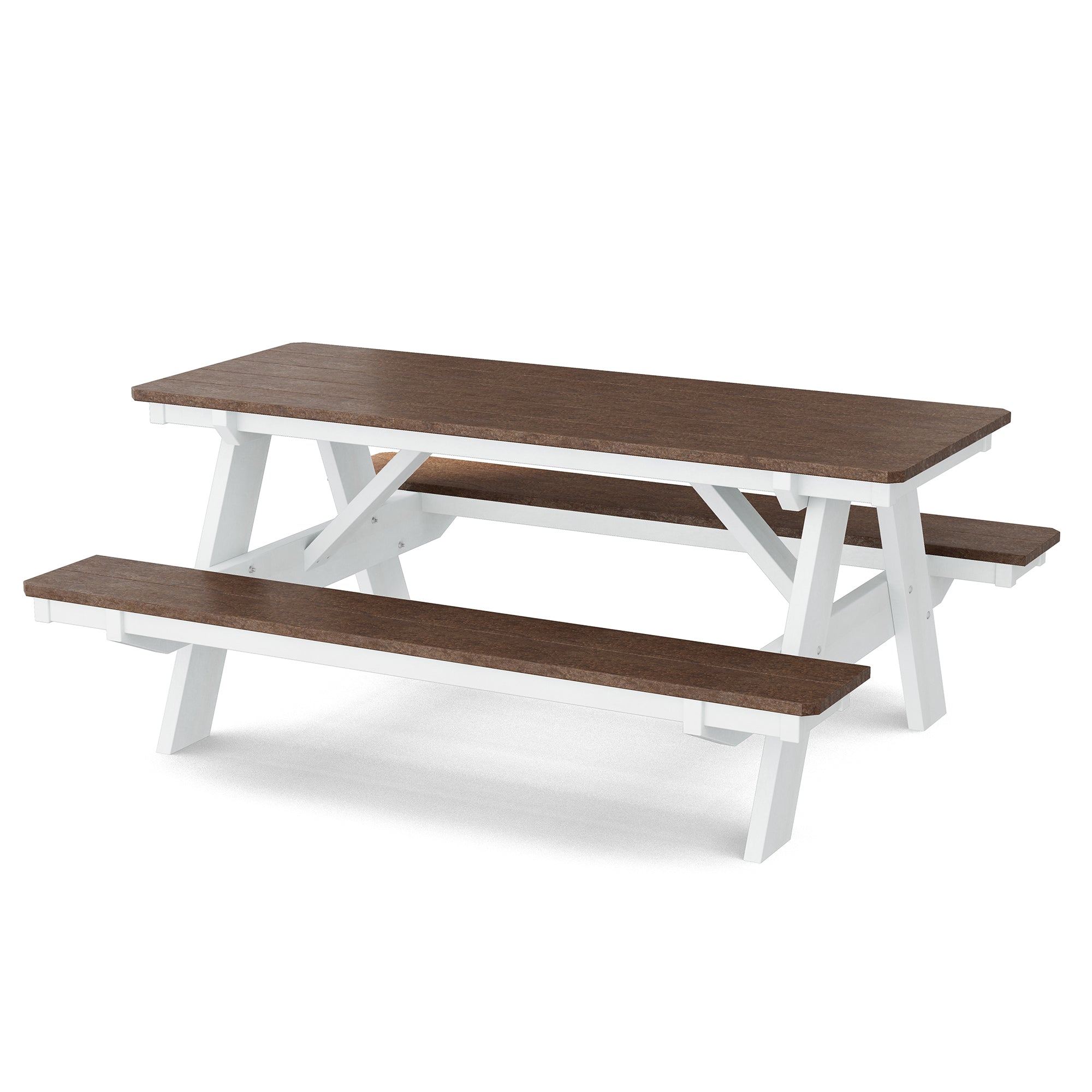 Heritage 72 Inch Outdoor Picnic Table with Attached Benches - Durable All-Weather Patio Furniture for Backyard, Garden, and Park Gatherings