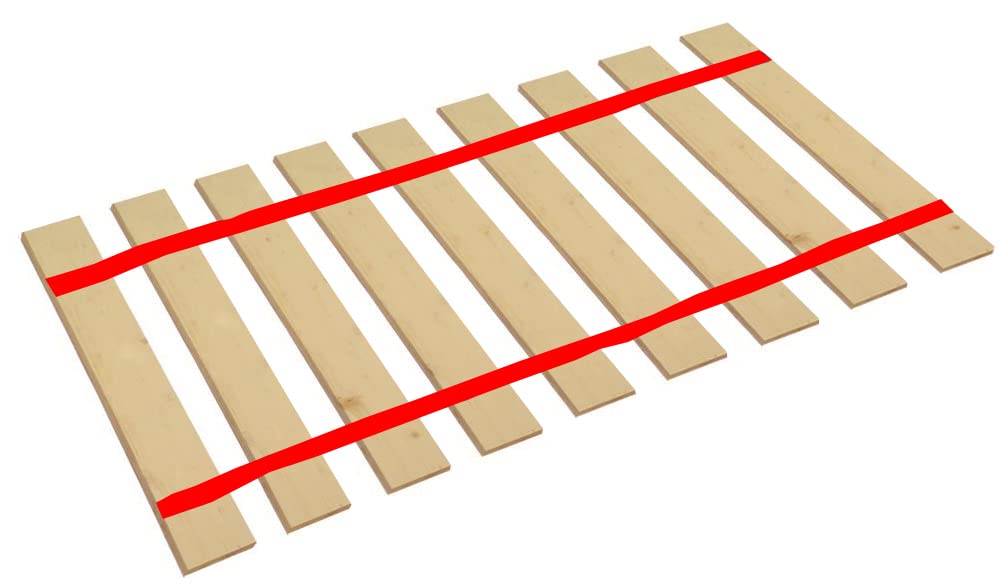 Queen Size Adjustable Bed Slats with Red Strapping - Custom Width for Box Spring & Mattress Support - Perfect for Bed Frame Reinforcement and Enhanced Sleep Comfort