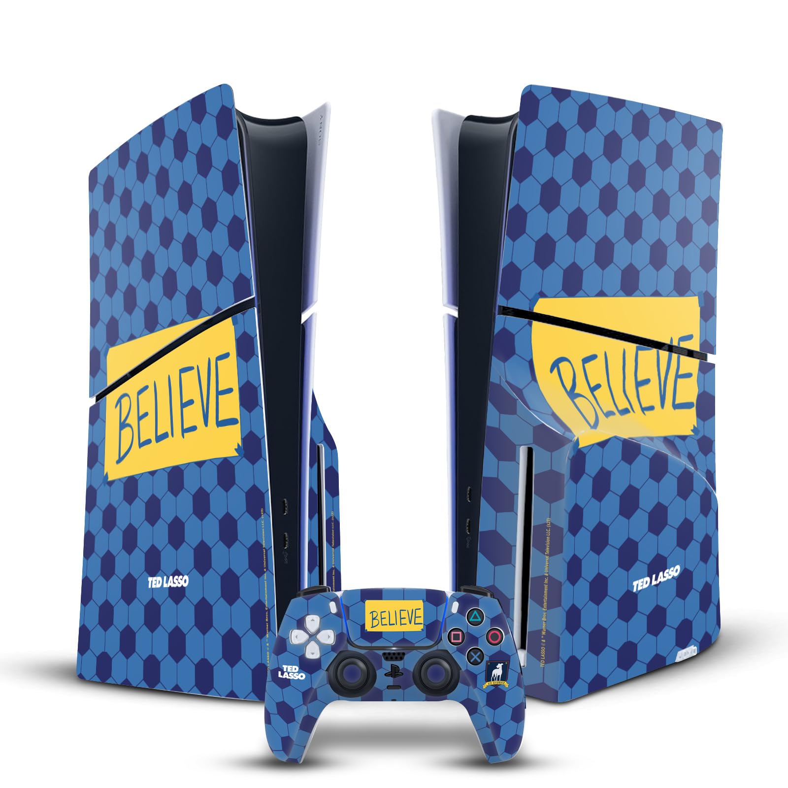 Official Ted Lasso Season 1 Graphic Vinyl Sticker Skin Compatible with Sony PS5 Slim/PRO Disc Edition Console & DualSense Controller - Gaming Decal for PS5 Accessories, Perfect for Fans & Customization