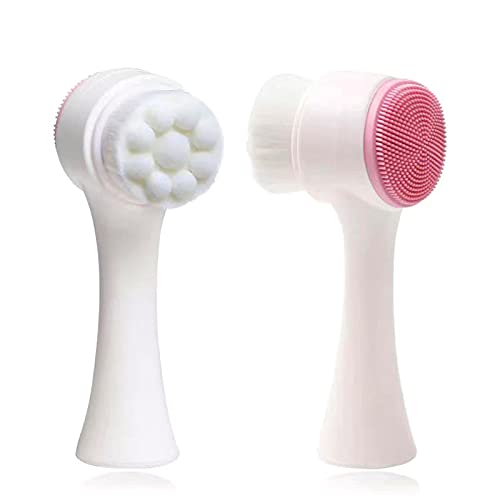 3D Face Cleaning Massage Brush - Double Sided Silicone Skincare Tool for Deep Pore Cleansing & Exfoliation (Pink) | Perfect for Daily Facial Cleansing, Blackhead Removal & Spa-like Skin Care at Home