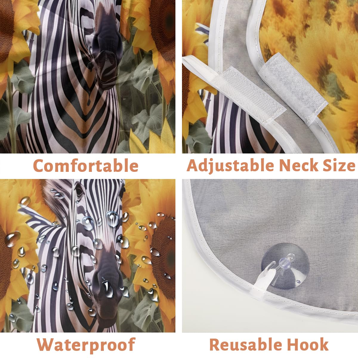 Sunflower Zebra Animal Beard Shaving Bib for Men & Women - Waterproof Hair Dye Apron, Barber Cape for Haircut & Beard Trimming - Perfect for Home Grooming, Salon Use & Sink Hair Cleanup