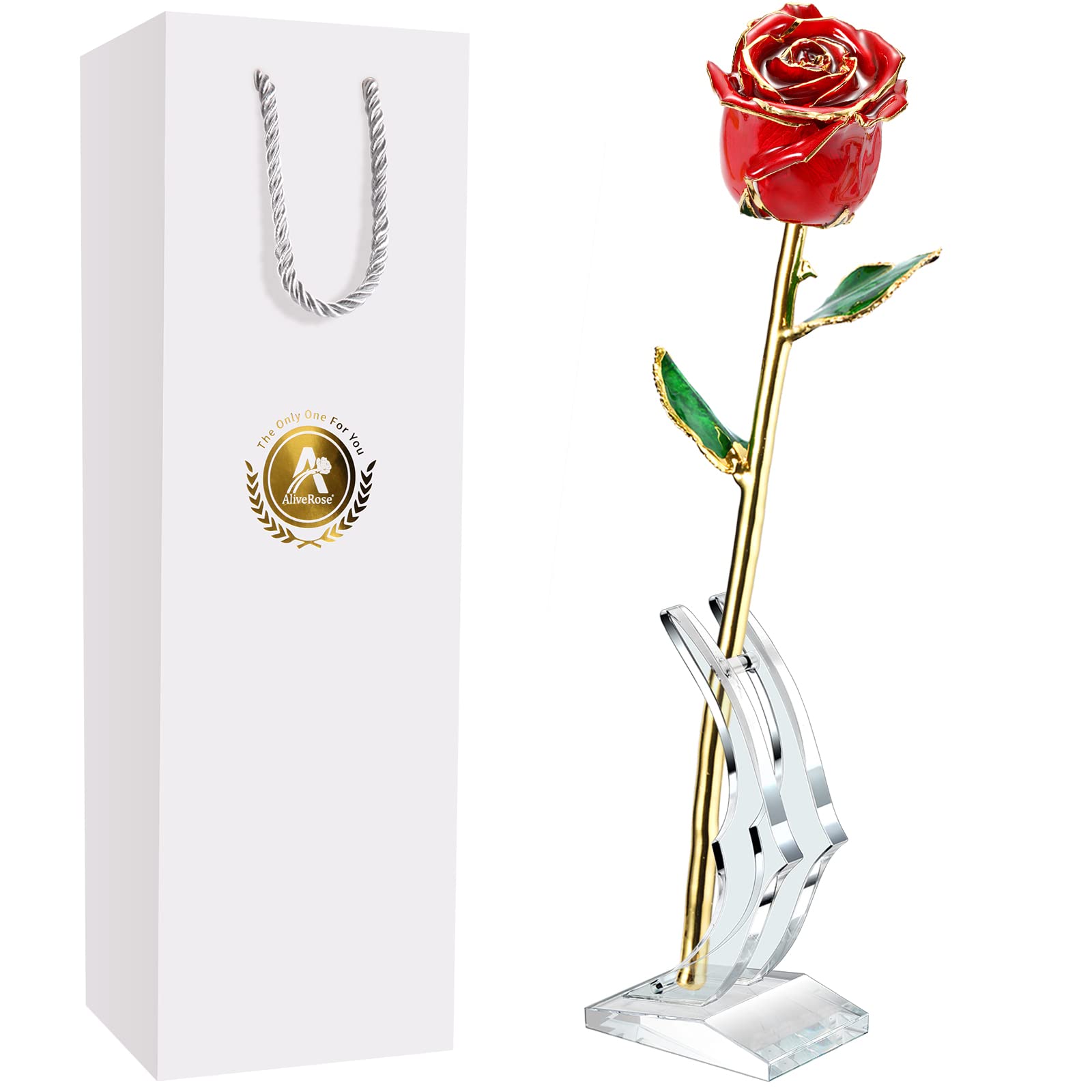24K Gold Plated Real Rose Gift for Her - Valentine's Day, Anniversary & Special Occasions | Unique Keepsake with Display Stand | Romantic Home Decor & Wedding Centerpiece Idea