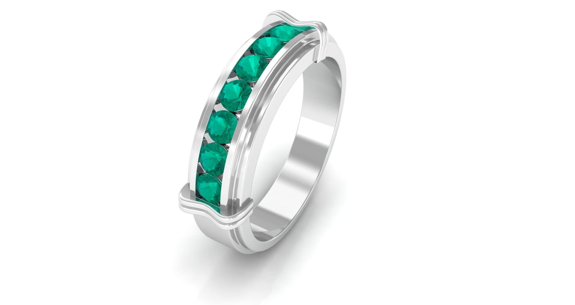 1/2 CT Natural Emerald Unisex Band Ring - 14K Solid Gold Emerald & Gold Wide Band Ring for Men & Women - Perfect for Weddings, Anniversaries & Everyday Luxury Jewelry