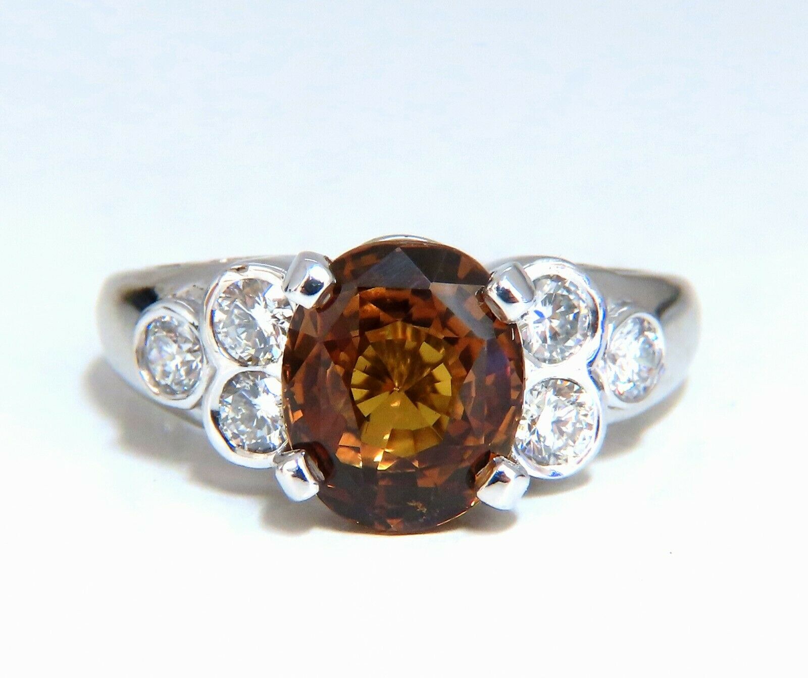 GIA Certified 4.75ct Natural No Heat Orange Brown Sapphire Diamond Ring in 14K Gold - Perfect for Engagement, Anniversary & Special Occasions