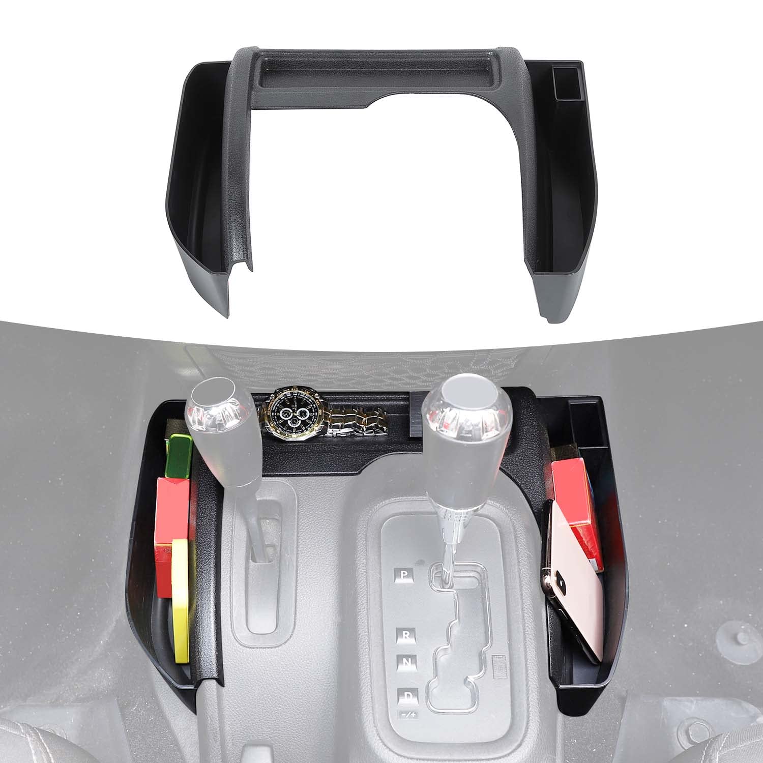 RT-TCZ Center Console Organizer Tray for Jeep Wrangler JK JKU (2011-2017) - Gear Shift Storage Box with Non-Slip Design | Perfect for Phone, Keys & Small Items | Interior Accessories for Car Organization & Road Trips