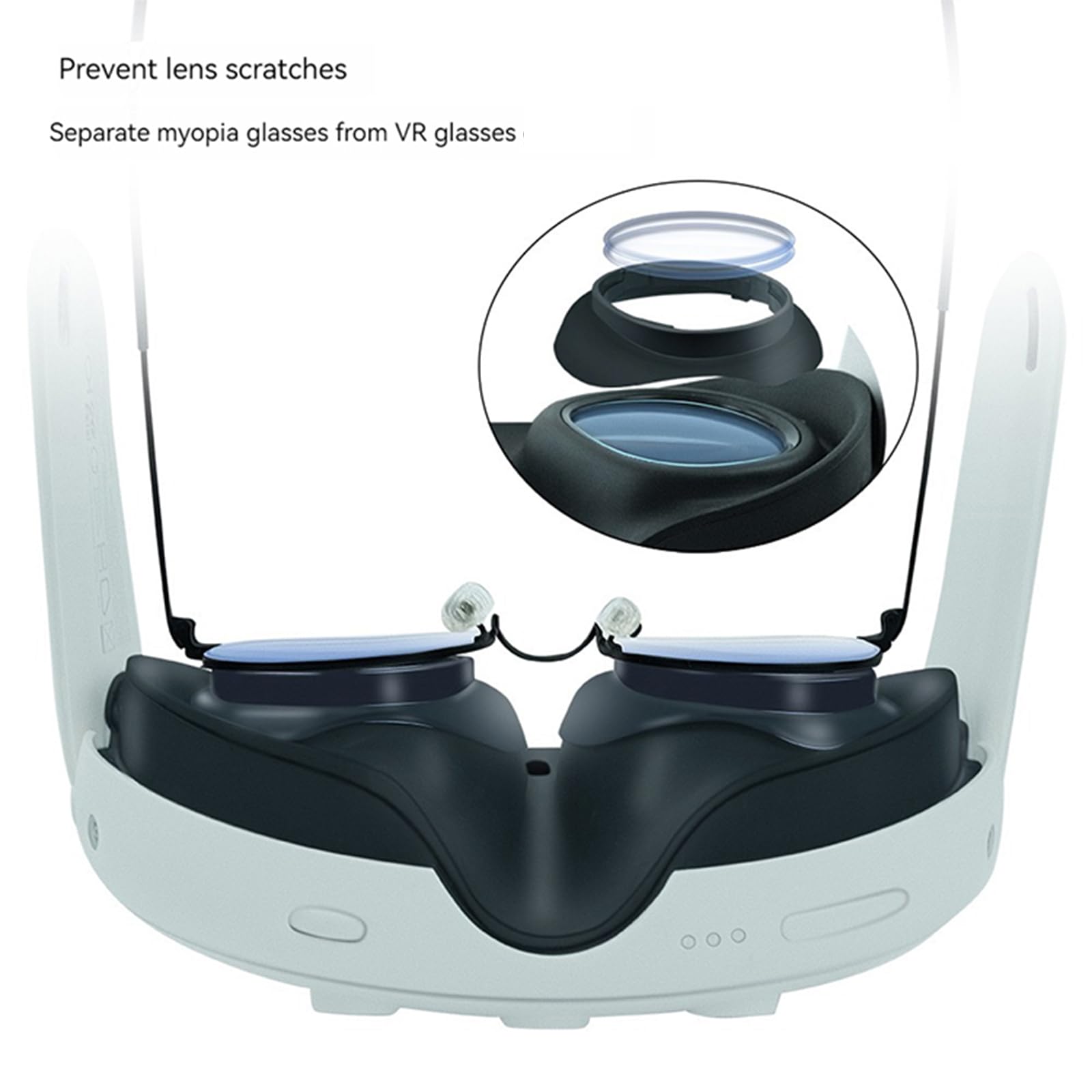 Anti-Scratch VR Glasses Spacer for Nearsightedness - Compatible with Meta Quest 3 - Black - Perfect for Virtual Reality Gaming & Extended Wear Comfort