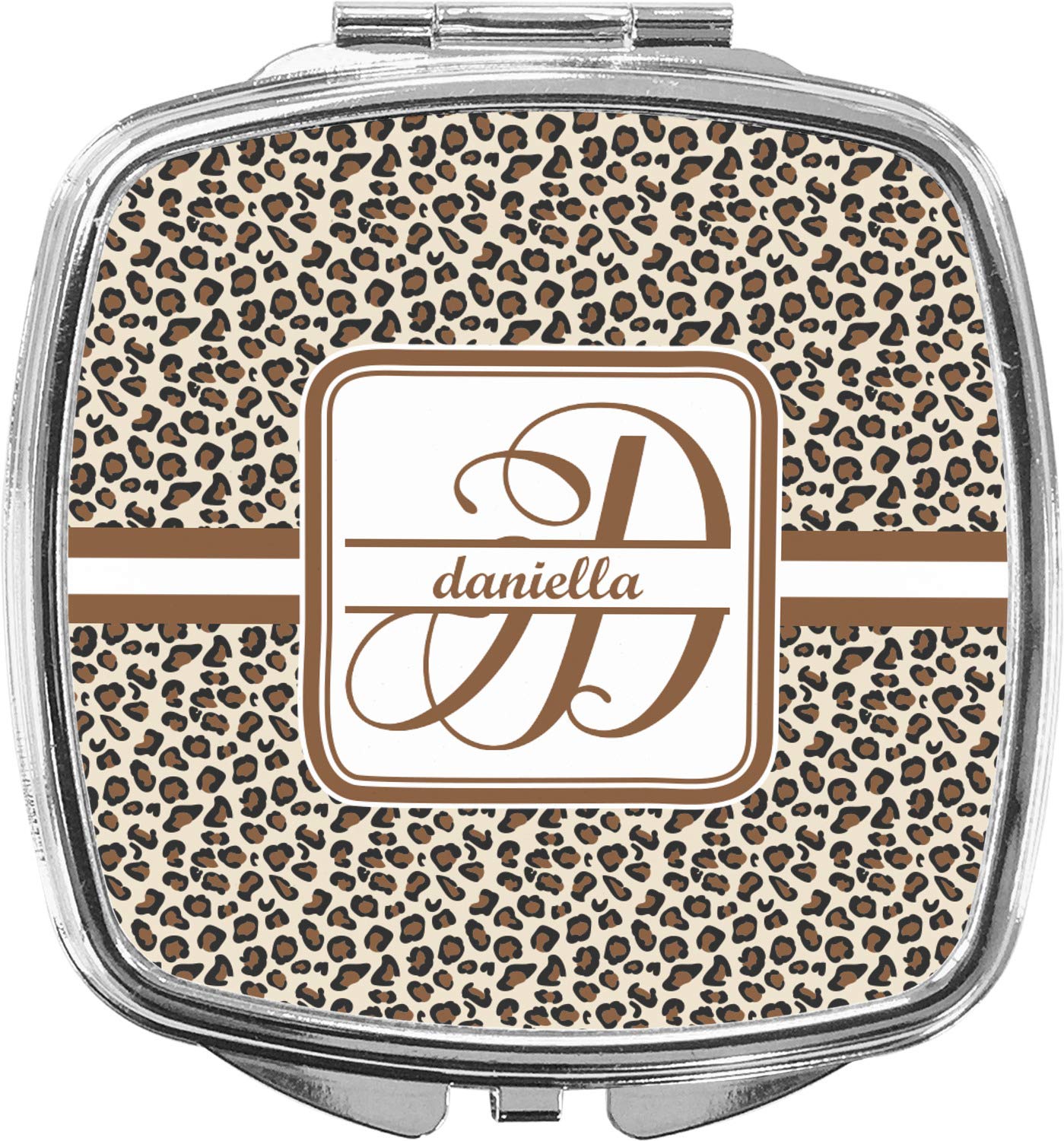 Personalized Leopard Print Compact Makeup Mirror - Portable Travel Vanity Mirror for Women, Perfect for Home, Office, and On-the-Go Touch Ups