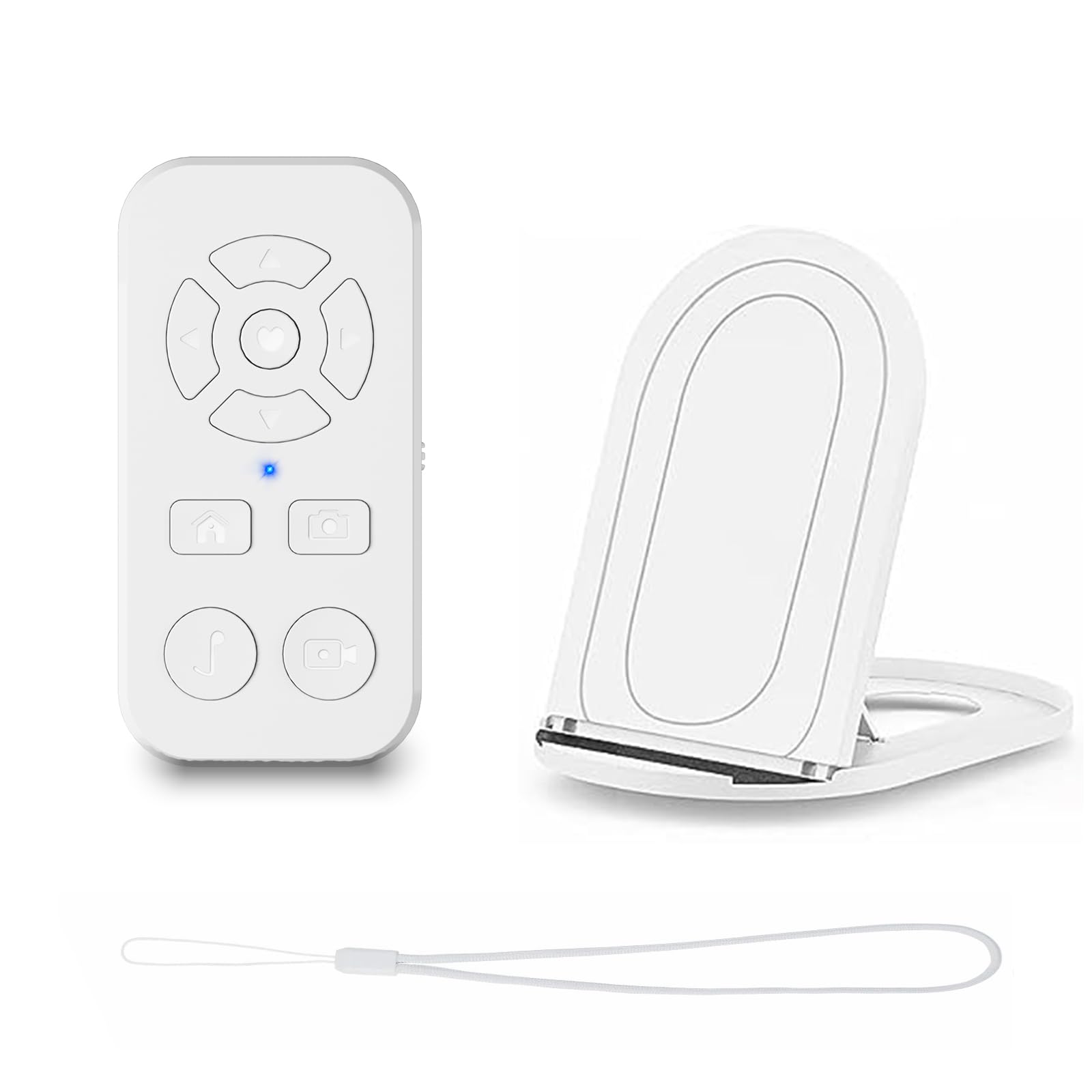 Bluetooth TikTok Scrolling Remote Control for iPhone & Android - Kindle Page Turner, Photo & Video Clicker with Phone Stand & Hand Strap (White) - Perfect for Social Media, E-Books & Presentations