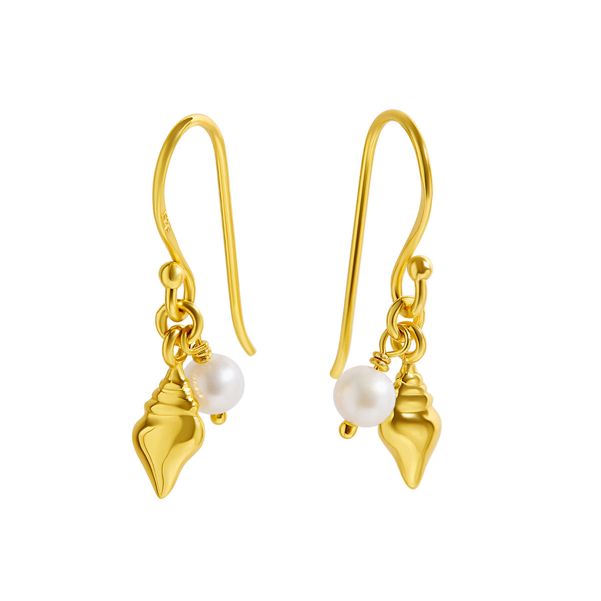 Ethereal Conch Shell Earrings - 14K Gold Plated Dangle Earrings for Women | Boho Beach Jewelry Gift for Summer Vacation & Wedding Accessories