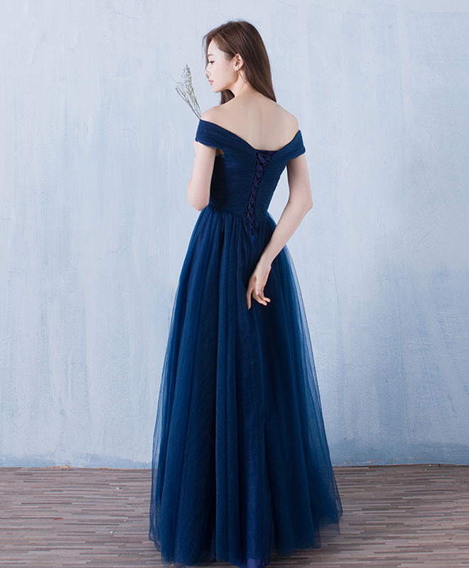 Elegant Blue V-Neck Tulle A-Line Long Prom Dress for Women - Perfect for Evening Gala, Homecoming, and Formal Events