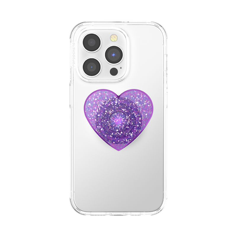 Dreamy Heart PopGrip - Swappable Phone Grip & Stand for iPhone, Samsung & Smartphones | Perfect for Selfies, Video Calls & Secure Holding (Pink Glitter Design)