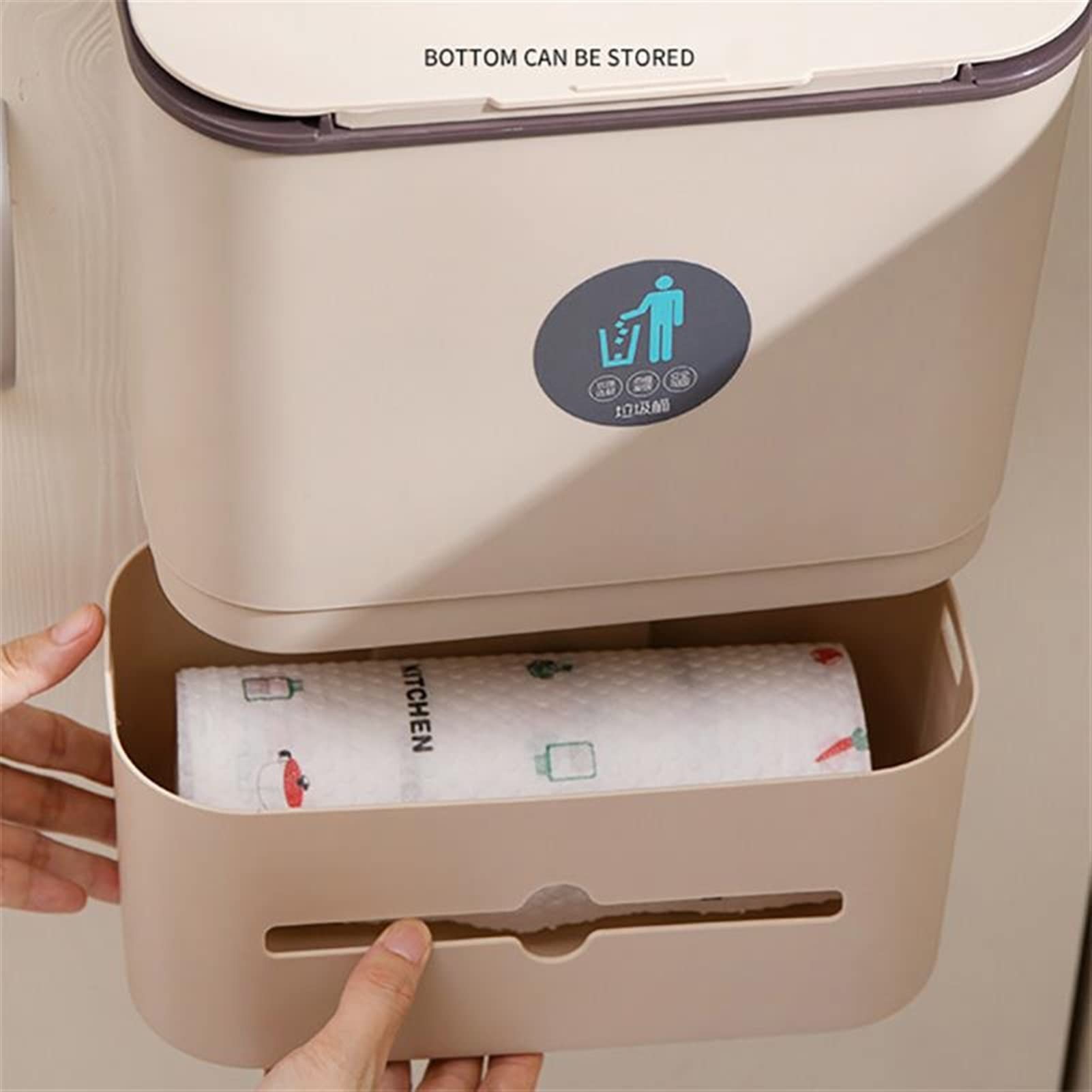 TOMYEUS Hanging Trash Can with Lid - Kitchen Garbage Bin for Cabinet Door, Bedroom, Bathroom & Office - Space Saving Dustbin for Household & Commercial Use (Color: A)