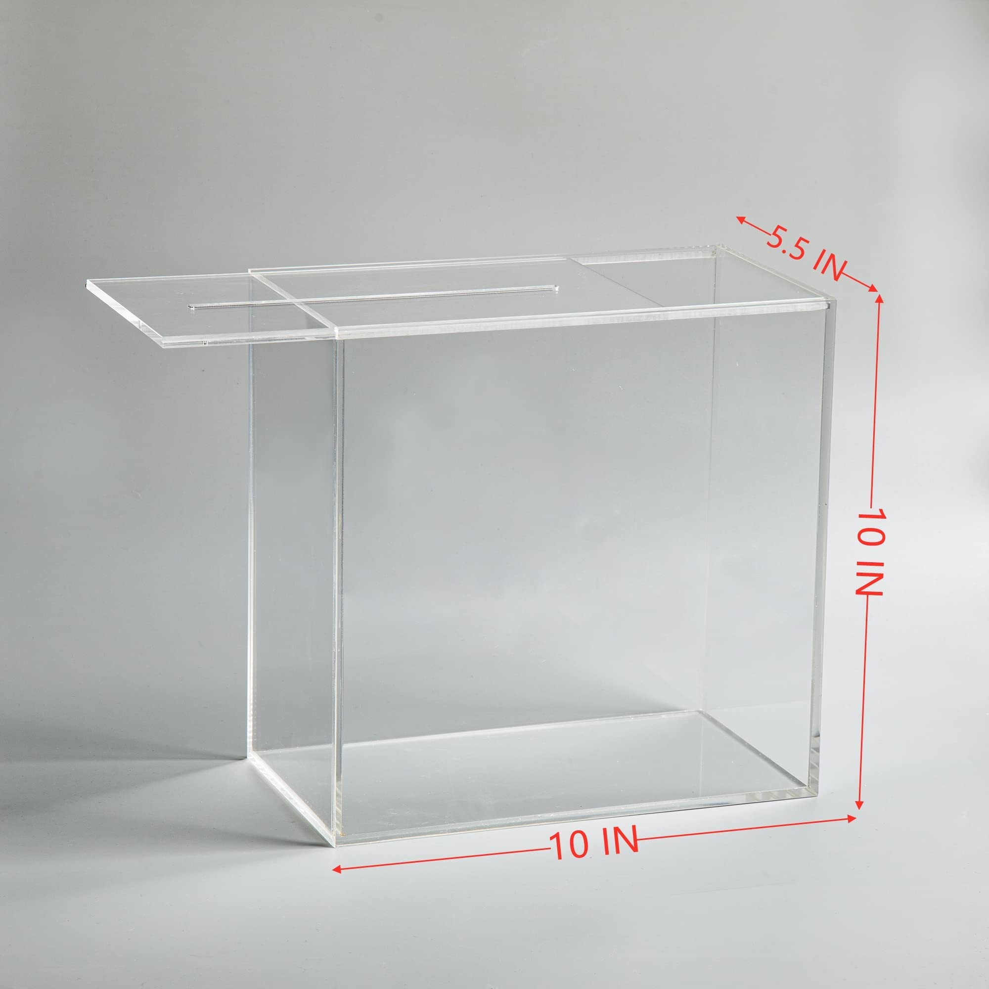 10” Clear Acrylic Card Box - Elegant Wedding, Birthday, Party Money Gift Box for Reception, Graduation & Wishing Well | Large Transparent Card Holder for Events & Celebrations (ACB001-WZ)