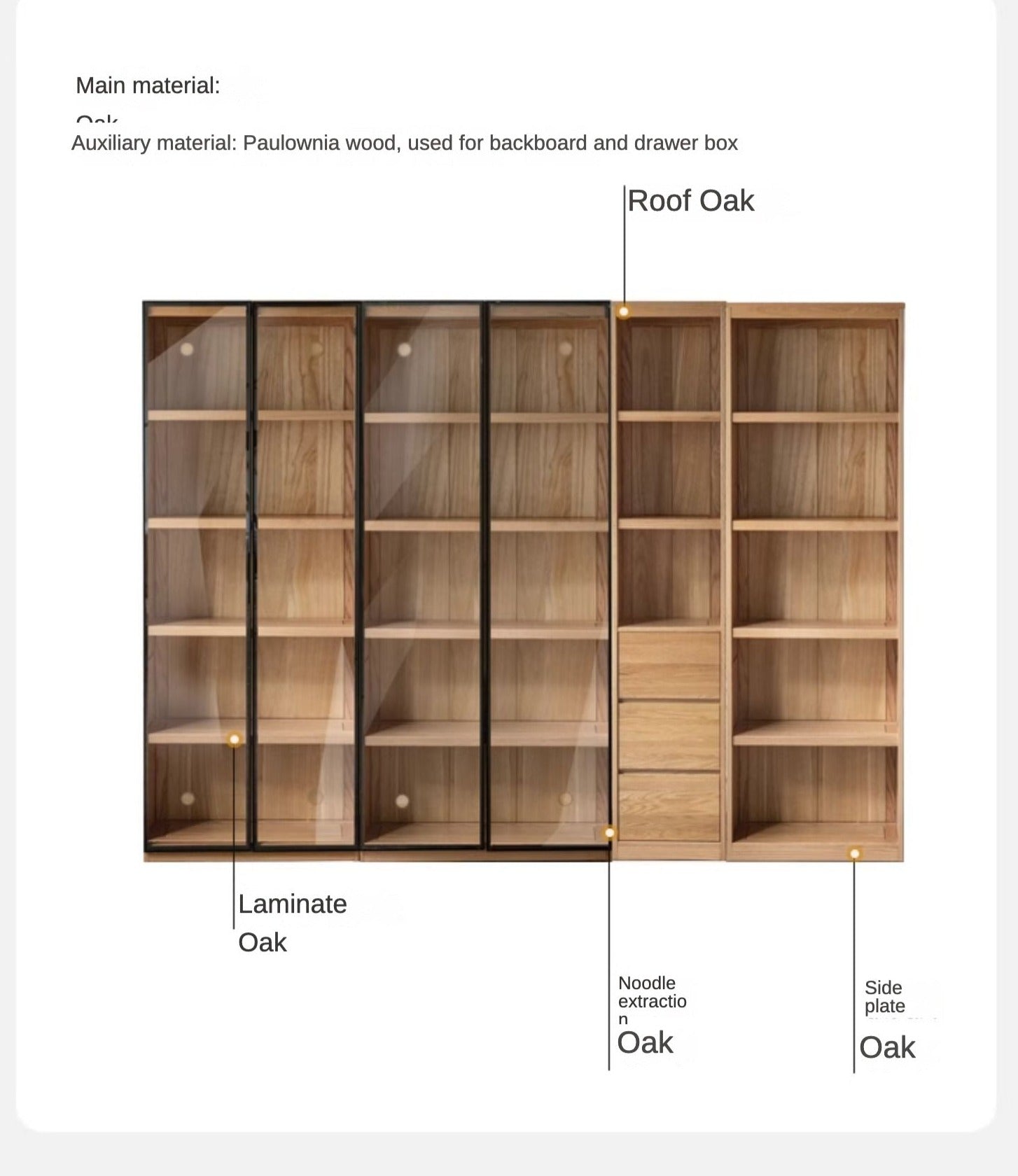 Solid Oak and Ash Wood Bookcase - Sturdy Bookshelf for Home, Office & Library - Perfect for Organizing Books, Decor & Storage