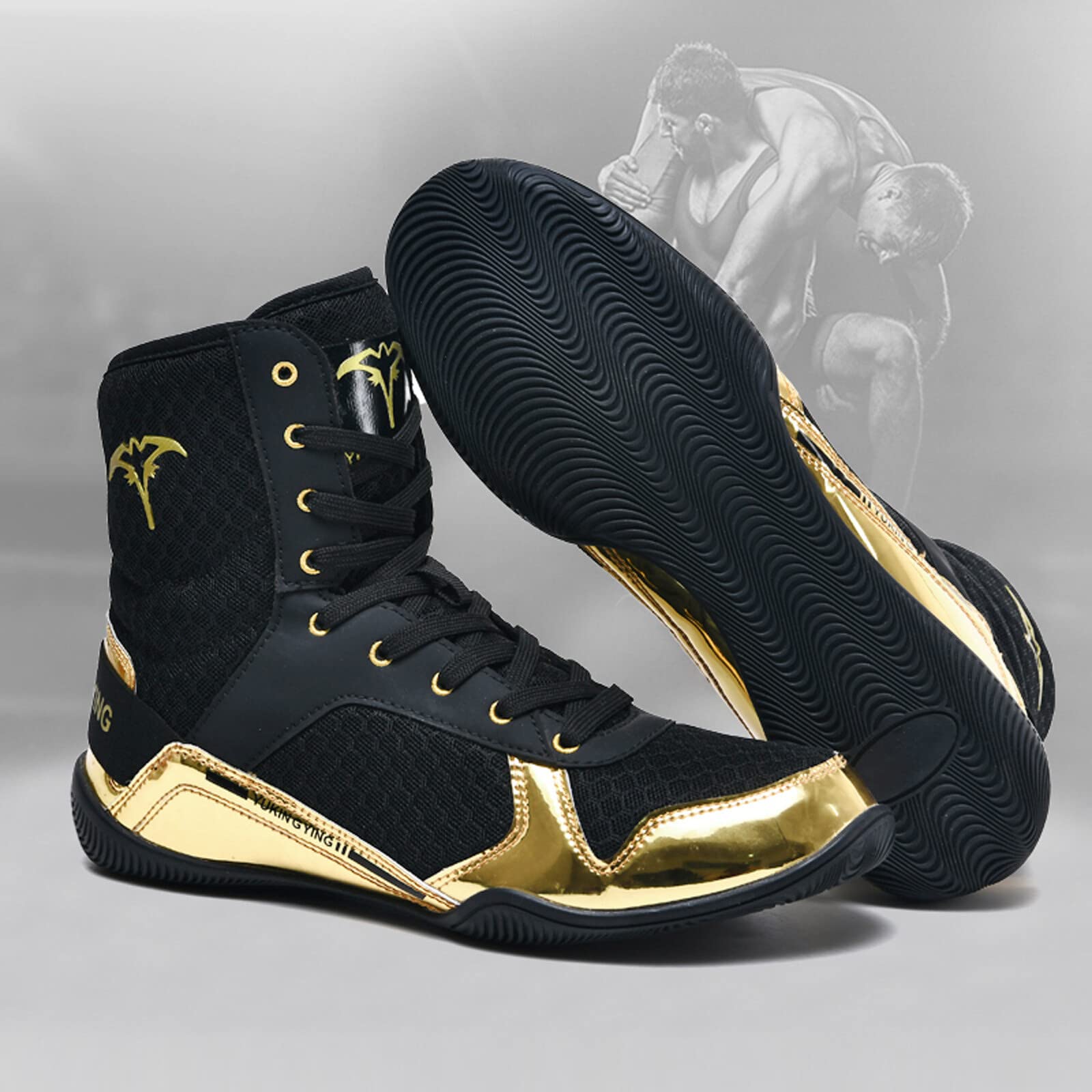 Men's Boxing Shoes for Deep Squats - Wrestling Combat Training Shoes - Breathable & Lightweight Boxing Footwear for Men & Juniors - Perfect for MMA, Gym Workouts & Martial Arts Training