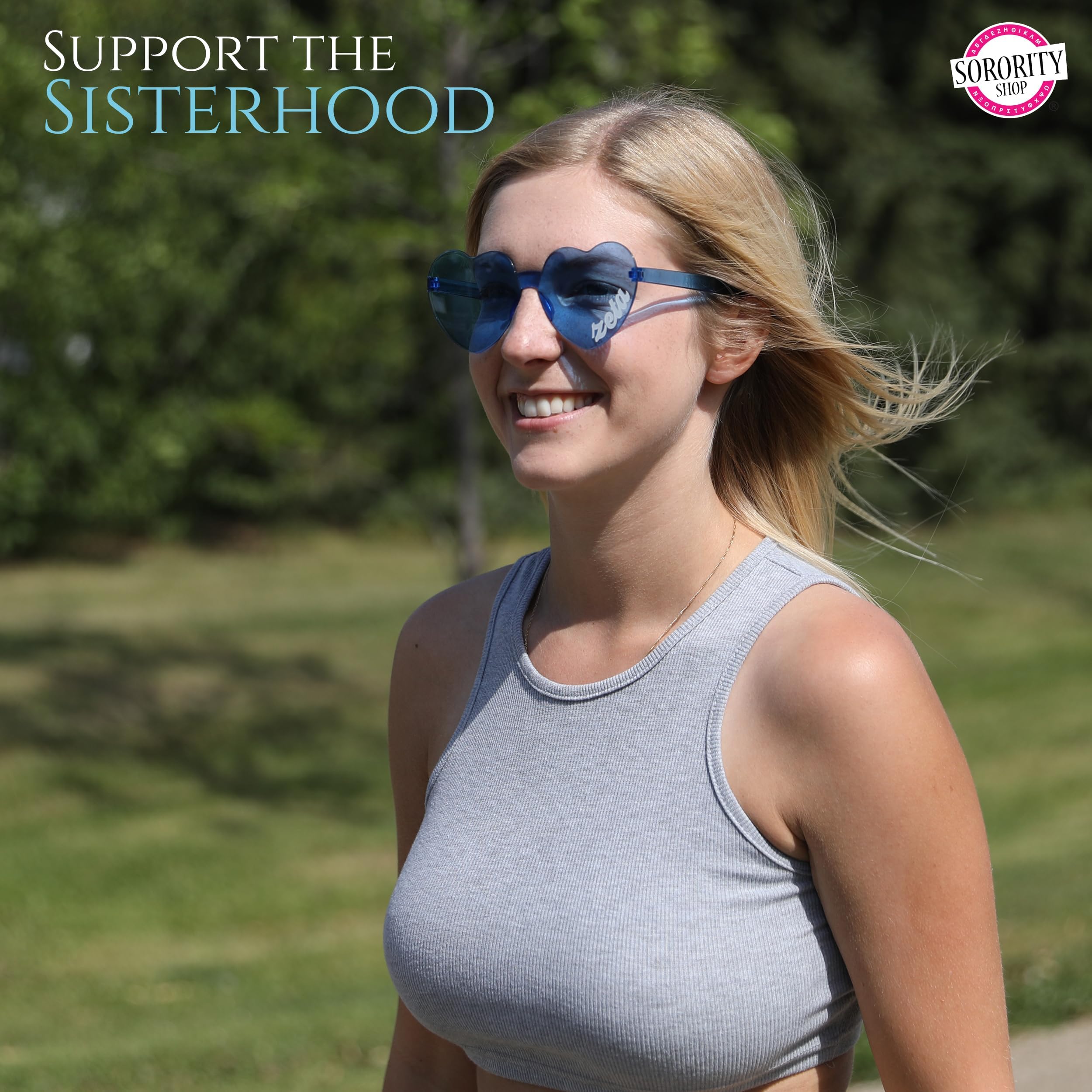Alpha Sigma ASA Sorority Sunglasses - Heart Shaped UV Protection Glasses with Greek Letters, Perfect Big Little Gifts for Sorority Sisters | Beach, Pool Party & Campus Wear