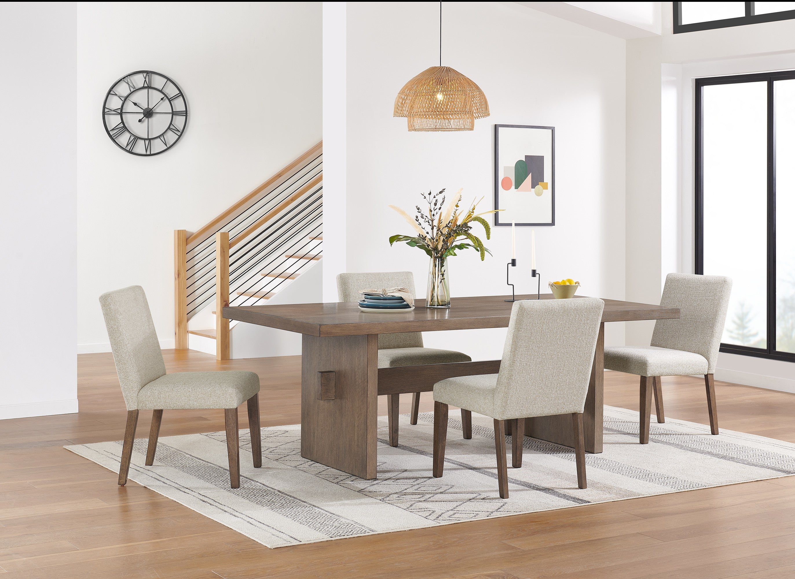 Biscotti Upholstered Dining Chair - Light Brown & Grey Fabric - Comfortable Modern Kitchen & Dining Room Seating for Home & Restaurant Use