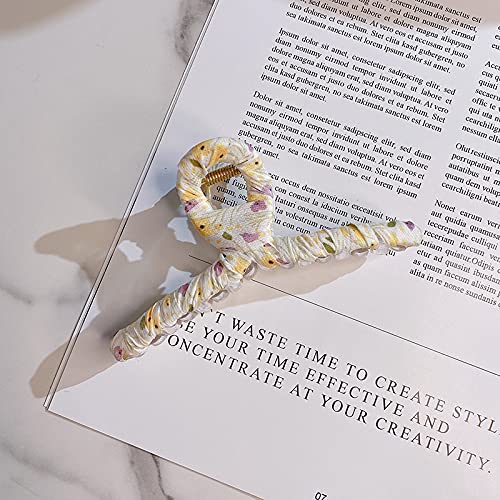 Lnrueg 6PCS Big Floral Hair Claw Clips - Decorative Non-Slip Hair Barrettes for Women, Elegant Cloth Design Hair Clips for Long Hair | Perfect for Parties, Weddings & Everyday Styling