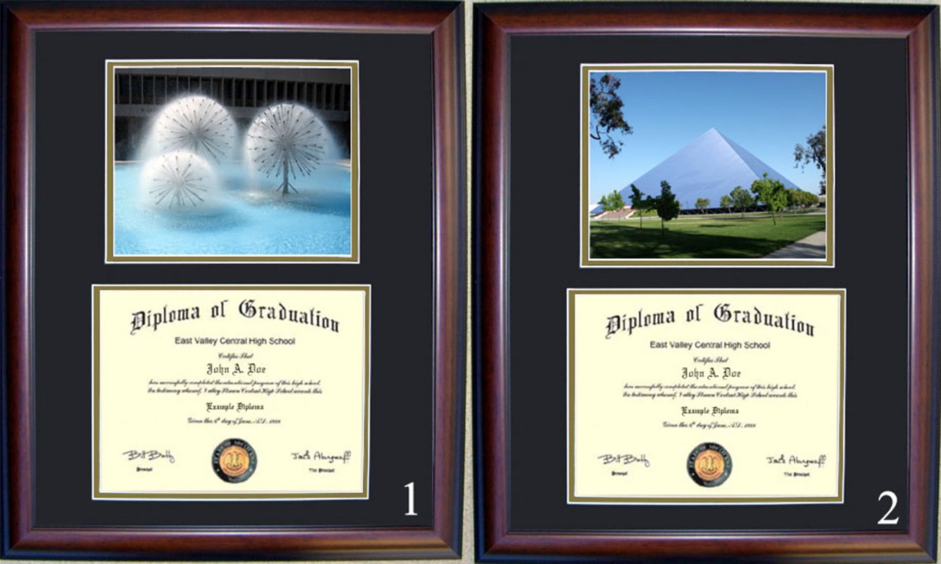 California State University Long Beach Diploma Frame with Photo Display - Cherry Wood Graduation Frame for Wall Decor - Perfect for Office, Home, or Dorm Room Display