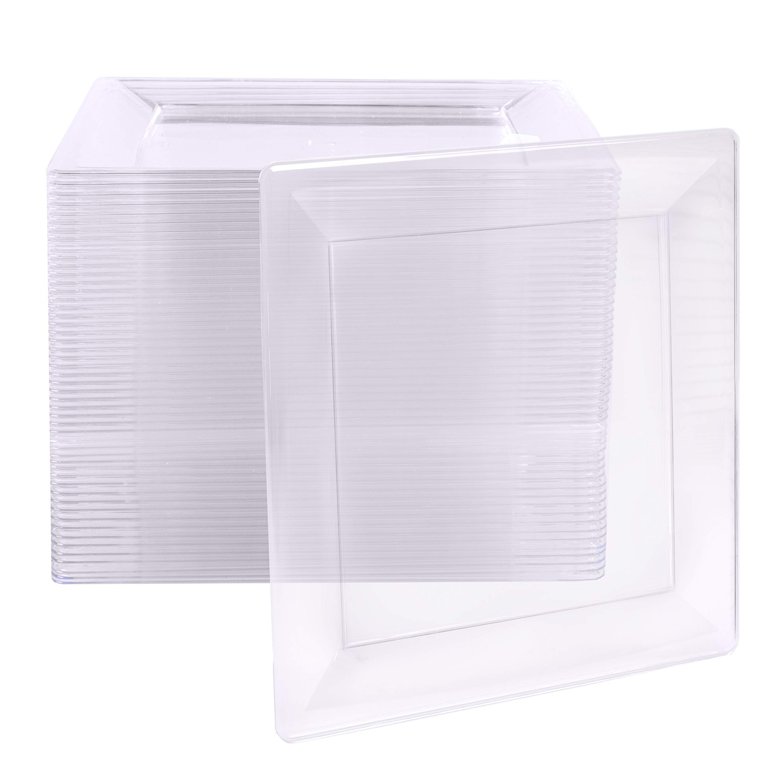 Ilyapa 50-Pack 4 Inch Clear Plastic Square Disposable Plates - Bulk Set for Desserts, Salads, Appetizers | Perfect for Parties, Picnics, Catering & Events
