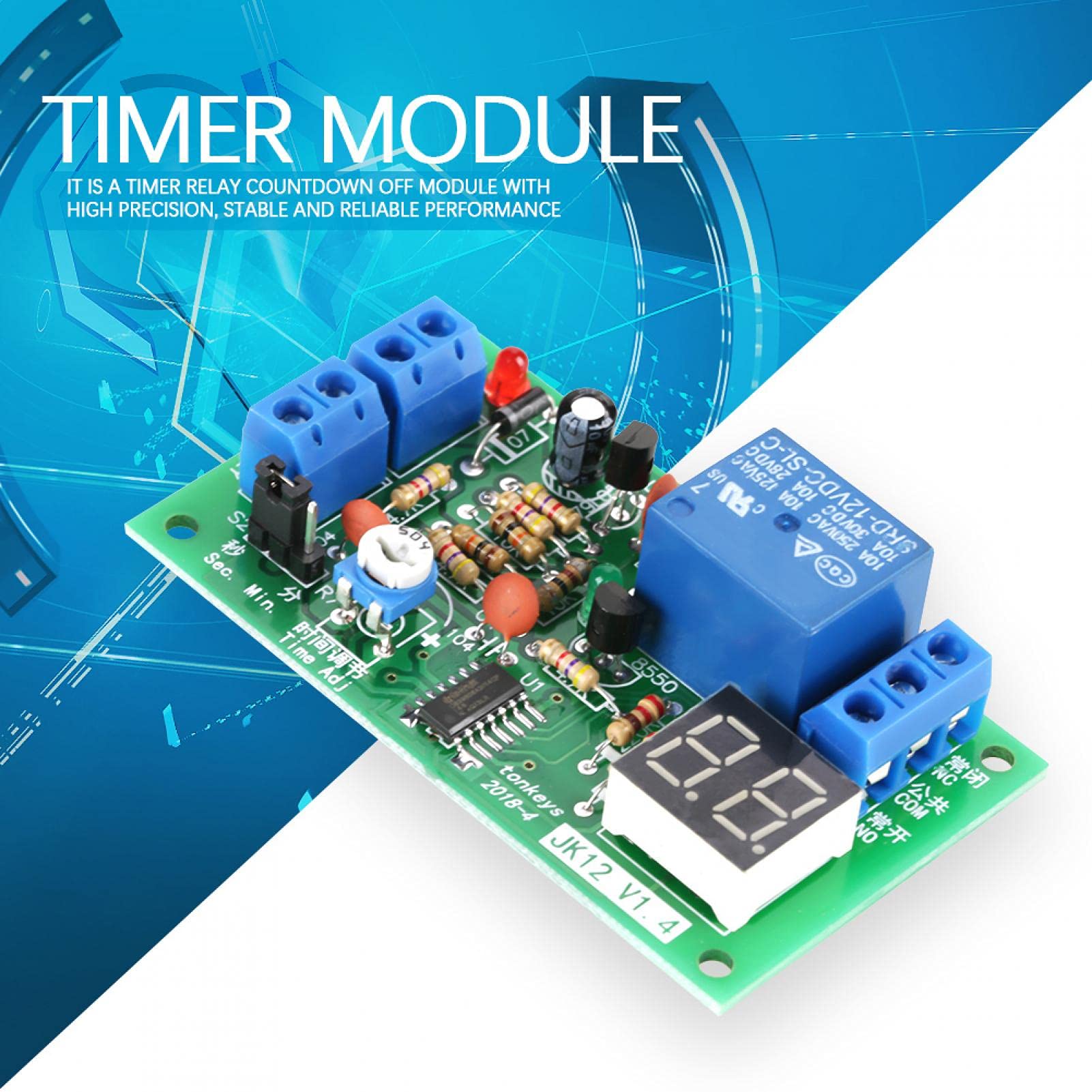12V DC Timer Relay Switch Module with LED Display - Adjustable Countdown & Delay Turn Off for Smart Home, DIY Projects, and Automation Control