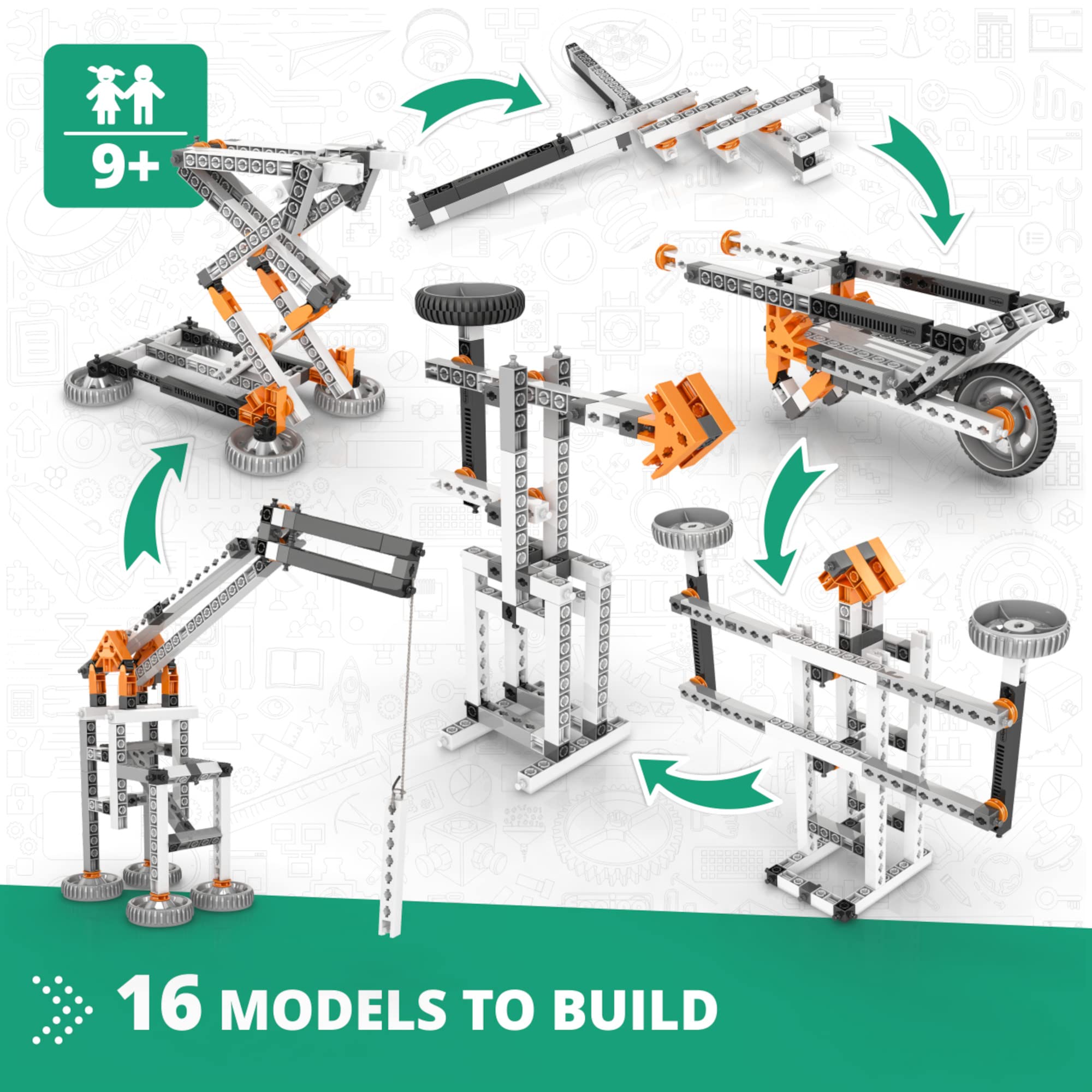 Engino STEM Building Toys for Kids 9+ | Learn Physics Laws, Levers & Linkages | Science Construction Kit with Inertia & Friction Experiments | Educational Gift for Boys & Girls | Perfect for Classroom STEM Activities & Home Learning Projects