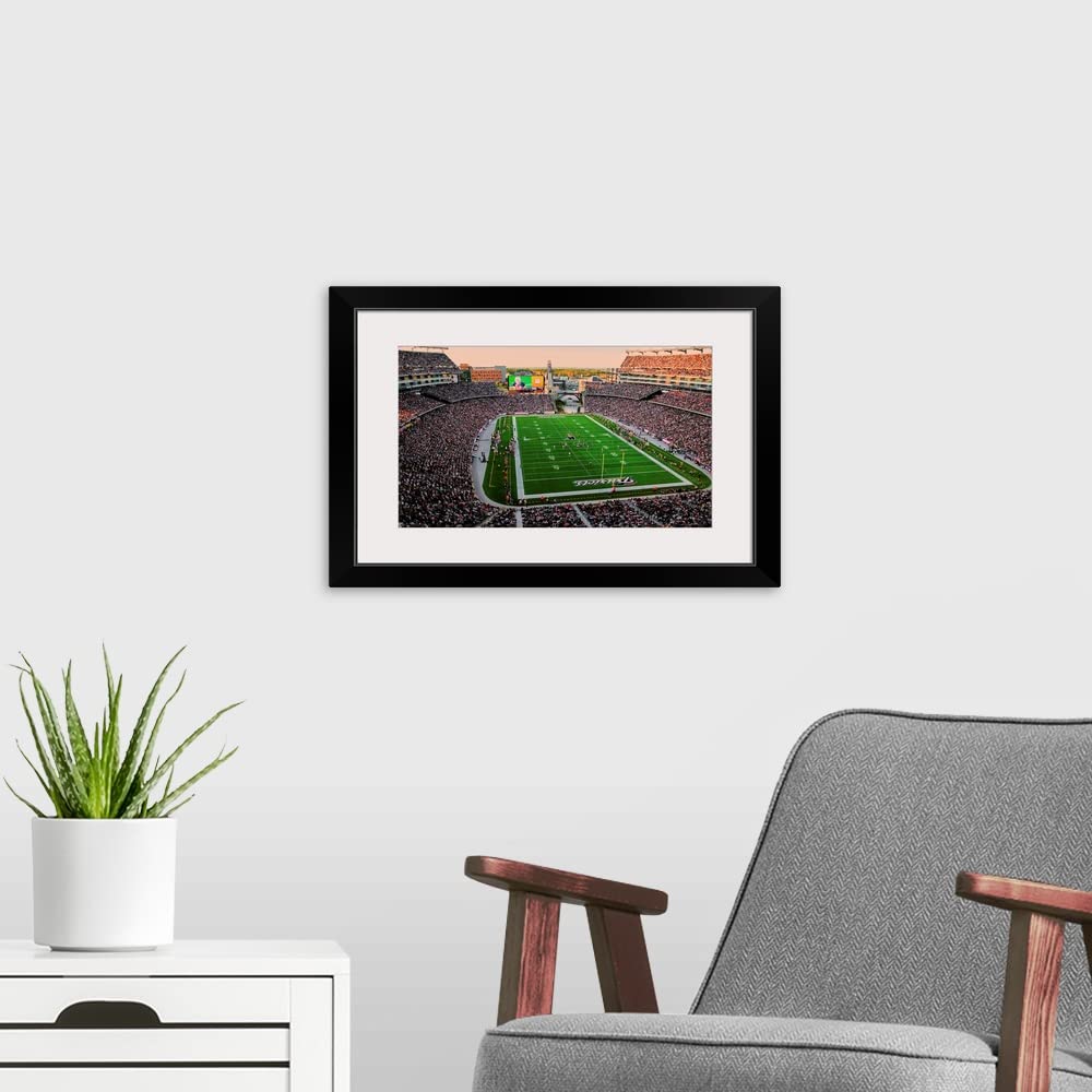 Gillette Stadium Aerial View - Black Framed Wall Art Print | Premium Photography Artwork for Home & Office Decor | Sports Memorabilia & Football Fan Gift
