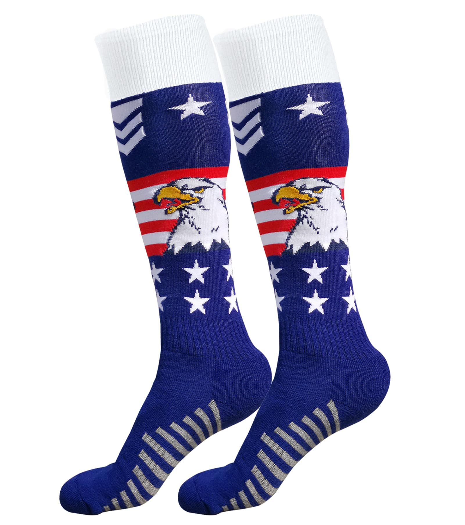 American Flag Eagle Knee High Socks - Athletic Over the Calf Compression Socks for Men & Youth Boys - Baseball, Softball, Football Sports Socks (Eagle 07-M) - Perfect for Game Day, Training & Patriotic Outfits