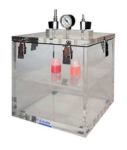 12x12x12 Inch Clear Acrylic Vacuum Desiccator Cabinet with Removable Lid, Perforated Shelf & Vacuum Gauge - Ideal for Moisture-Sensitive Storage, Lab Experiments & Electronics Protection