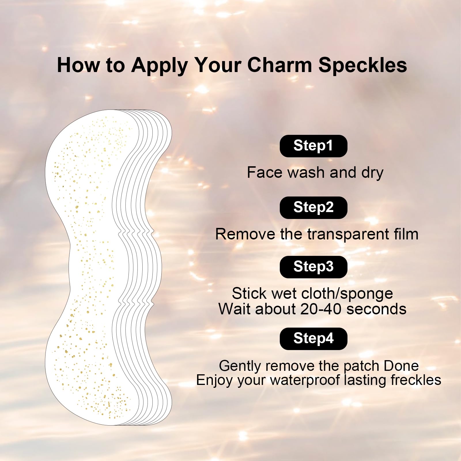 8PCS Gold Sparkle Freckles Stickers - Glitter Face Tattoo Patches for Cheek & Nose Makeup - Perfect for Festivals, Halloween, Cosplay & Photo Shoots