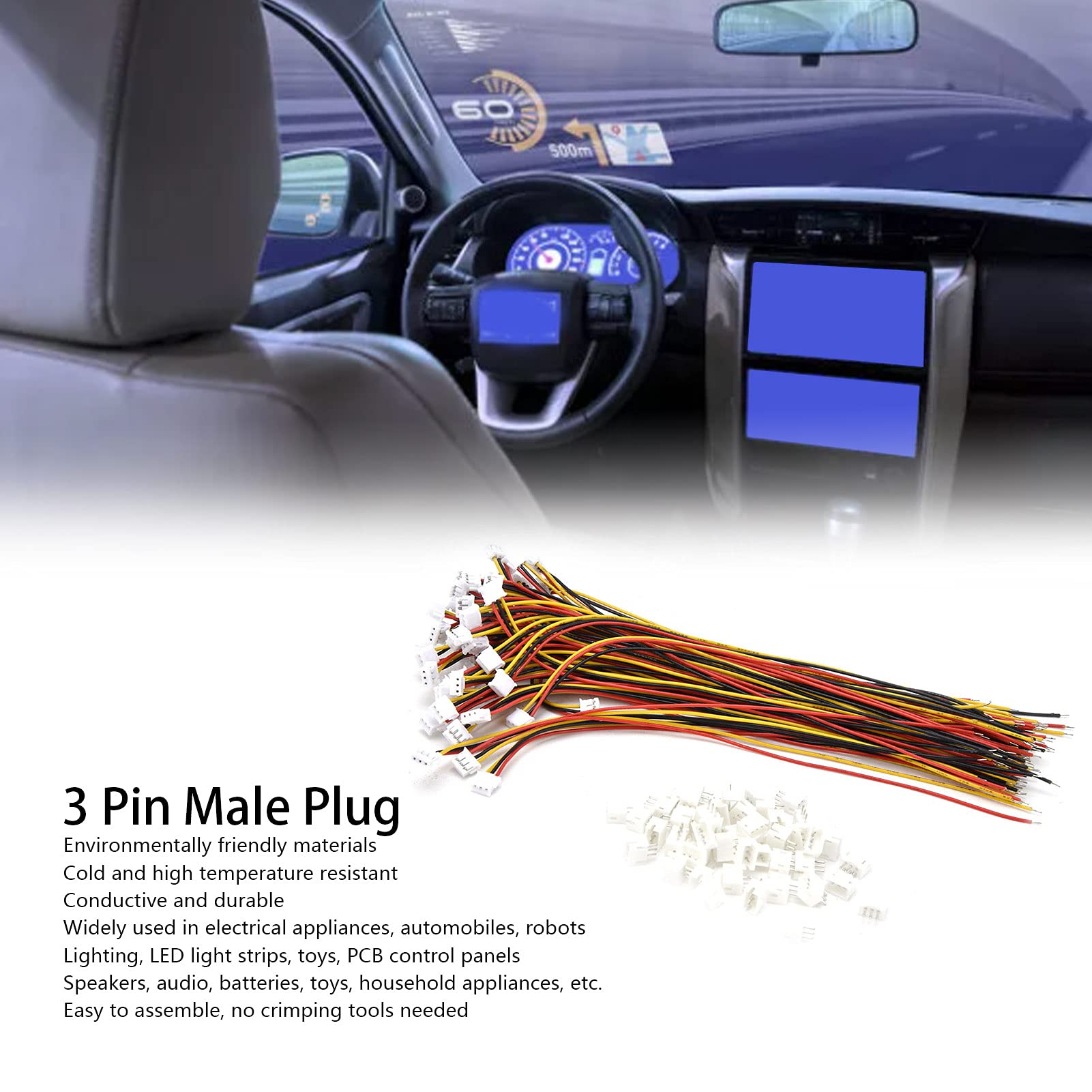 2 Pin & 3 Pin Male Plug Connector 50Pcs - Electrical Auxiliary Materials for Lighting & Robots