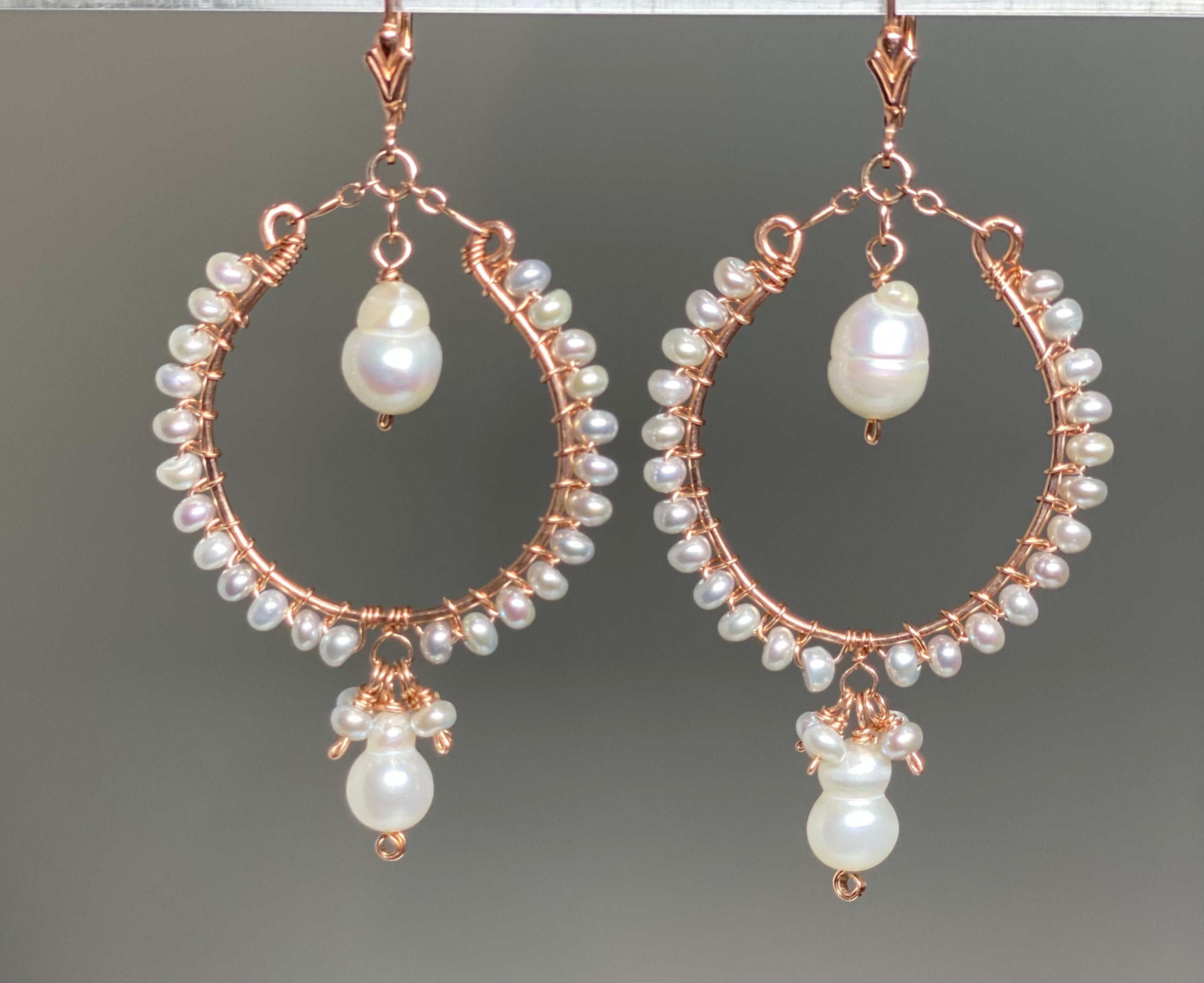 Elegant Rose Gold Hoop Earrings with Baroque Pearl Drops | Statement Jewelry for Women | Perfect for Weddings, Parties & Everyday Wear