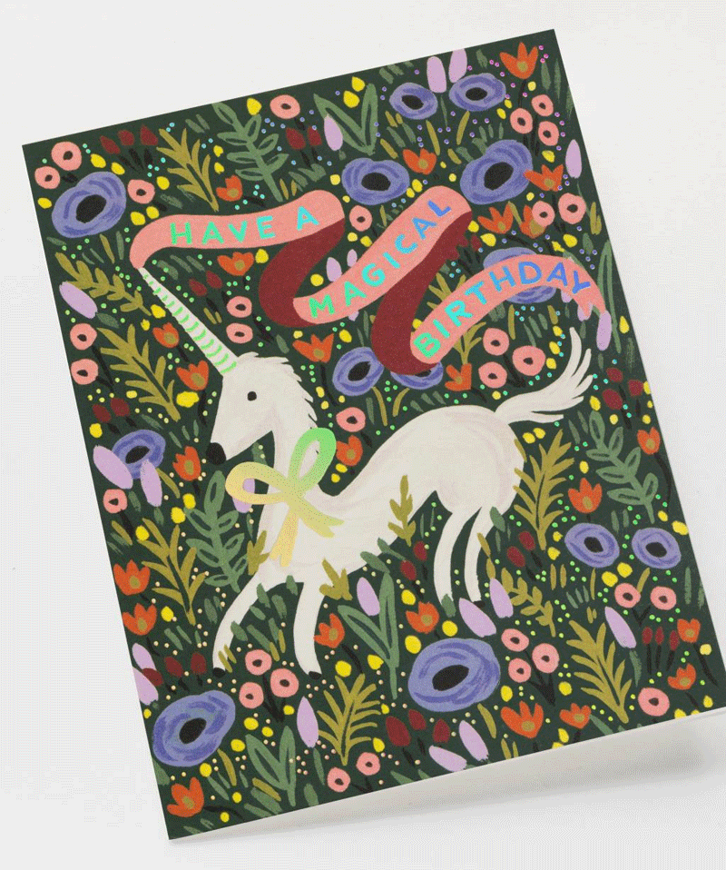 Rifle Paper Co Unicorn Magical Birthday Card - Whimsical Greeting Card for Girls, Kids Birthday Parties & Special Occasions