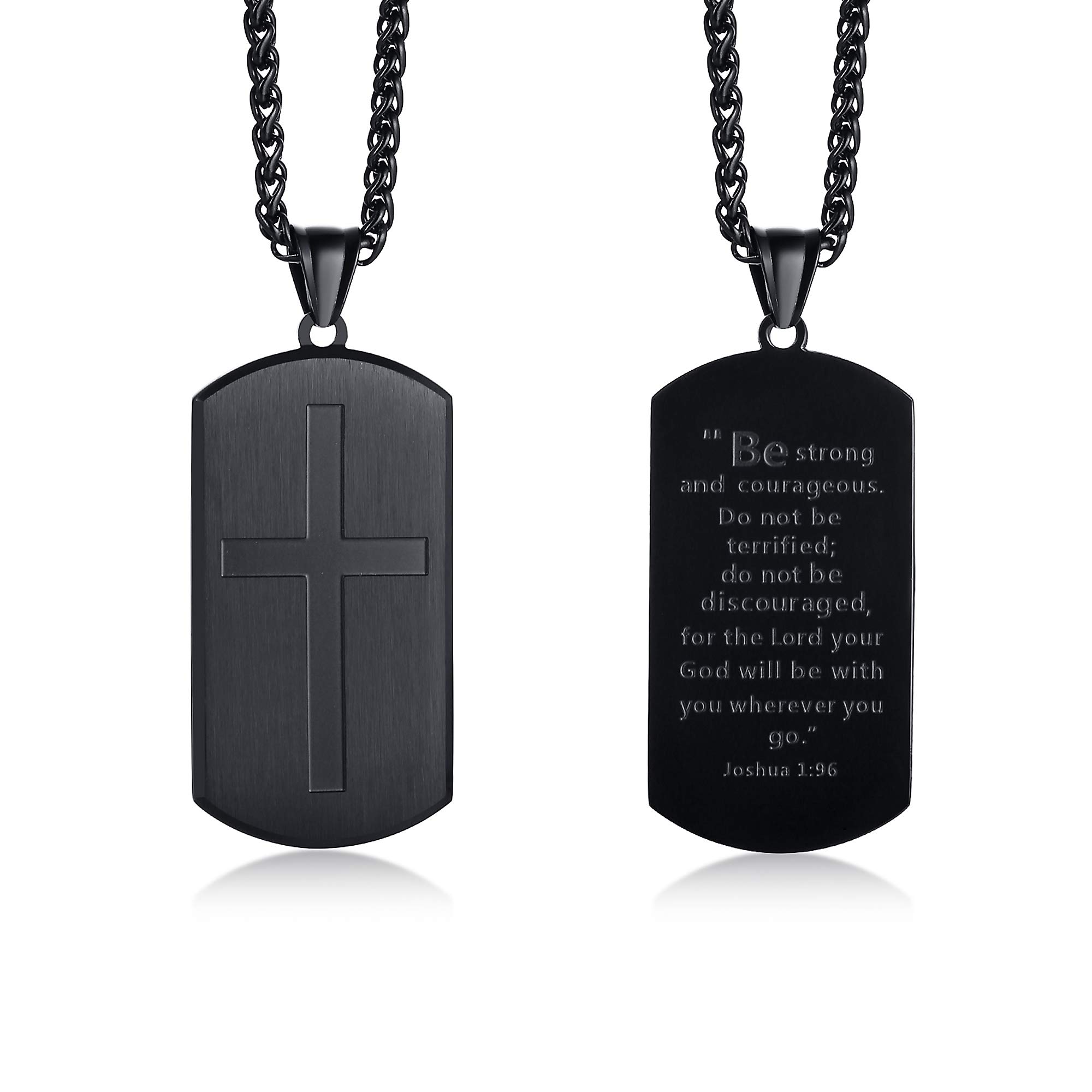 Men's Stainless Steel Bible Verse Necklace - Catholic Cross Pendant for Teens | Prayer Jewelry Gift