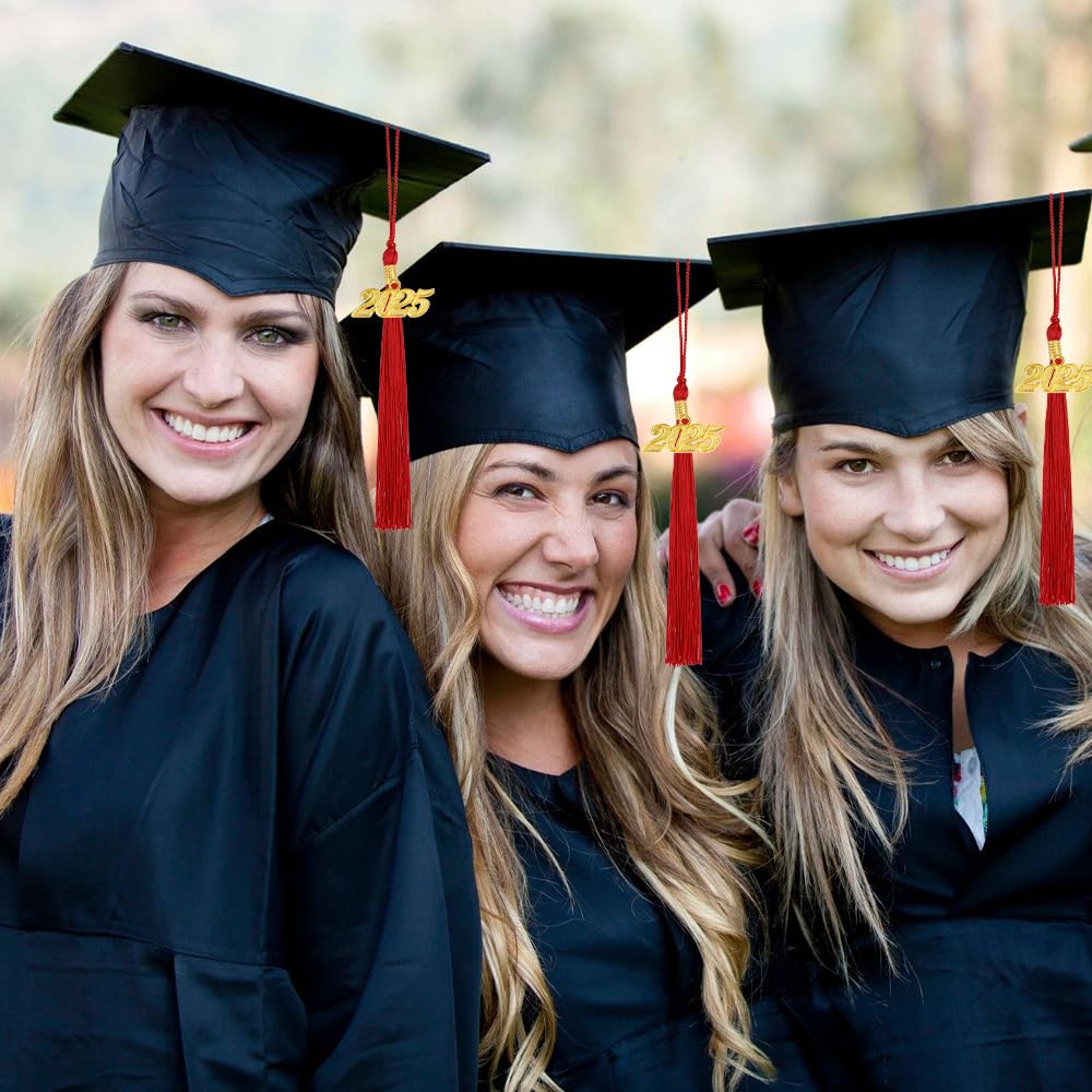 2025 Graduation Cap Tassels - Red & Gold Tassel Charms for Graduation Hats | Perfect Graduation Gifts for Class of 2025 | Grad Cap Decorations & Commencement Accessories | Ideal for High School & College Graduation Ceremonies
