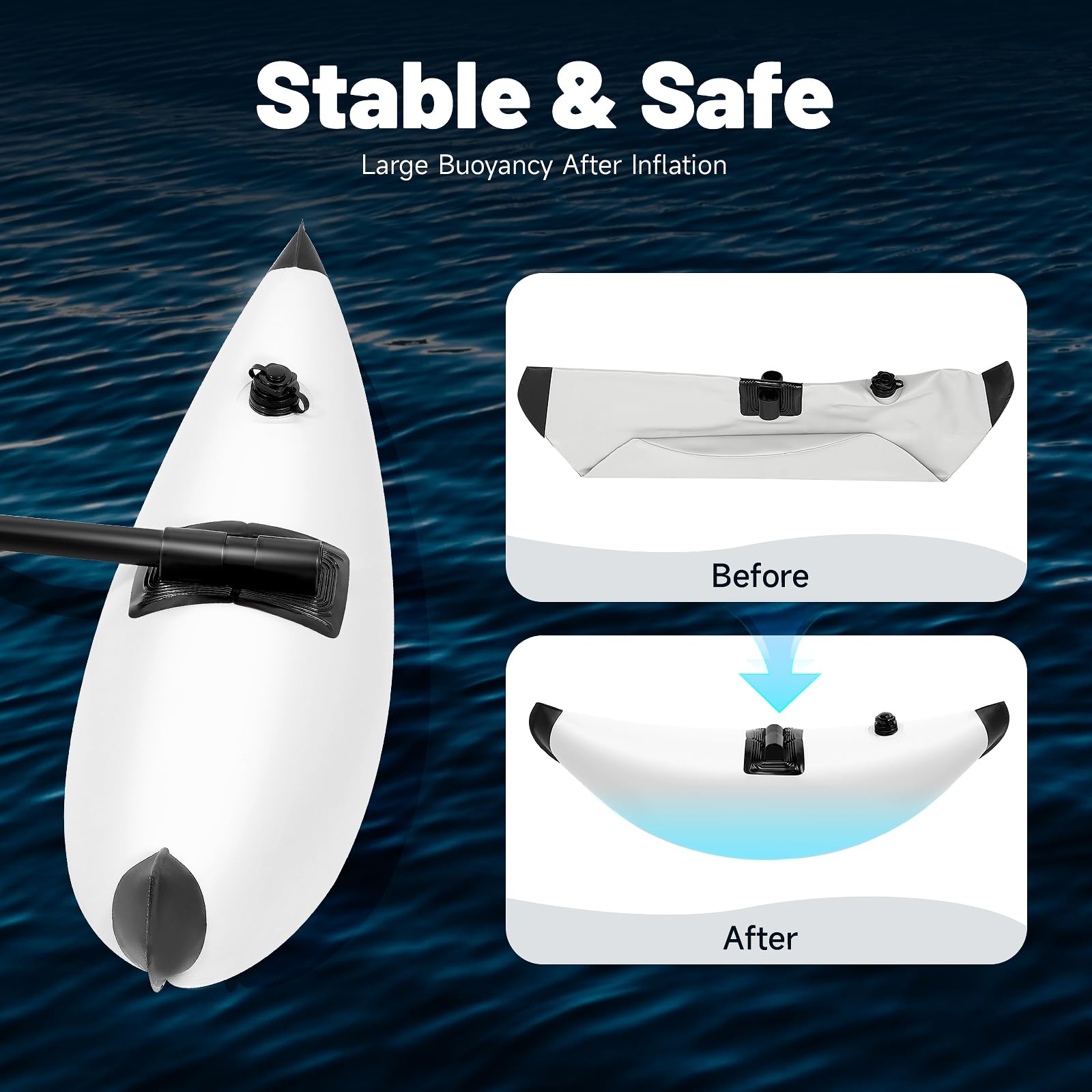 **2Pcs Inflatable Kayak Outrigger Stabilizer - PVC Fishing Boat Stabilizer & AMA Kit for Canoe & Kayak, Portable Float Stabilizer for Enhanced Balance & Safety | Perfect for Fishing, Stand-Up Paddling & Water Sports**