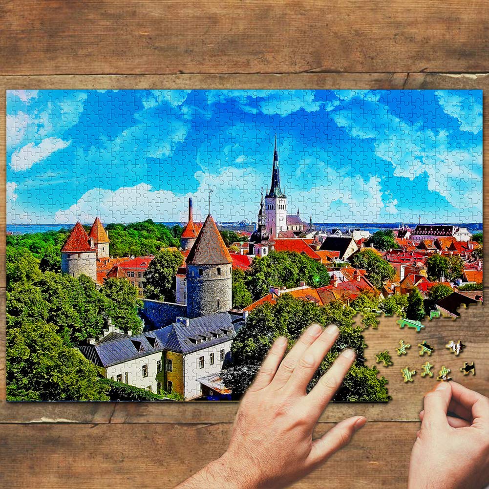 1000-Piece Estonia Jigsaw Puzzle - Old Town Tallinn Wooden Travel Souvenir for Adults & Teens | Perfect for Home Decor, Family Game Night & Educational Gift