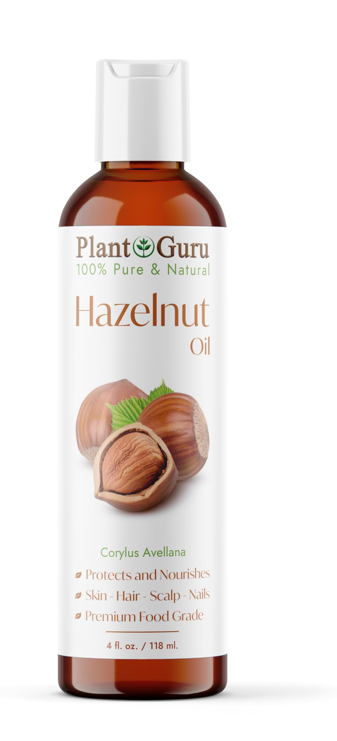 100% Pure Cold Pressed Hazelnut Oil - 4 fl oz Natural Carrier Oil for Skin, Face, Body & Hair Growth | DIY Moisturizer for Creams, Lotions & Lip Balms | Perfect for Aromatherapy, Massage & Natural Beauty Routines