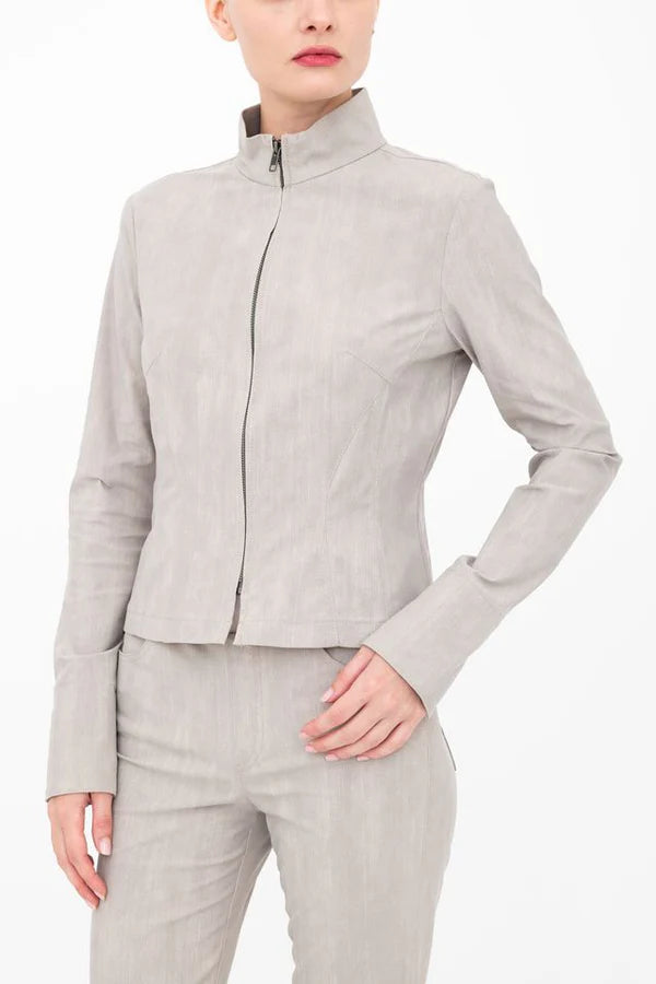 Ballard Corset Jean Jacket for Women - Slim Fit Denim Jacket with Corset Lacing Detail in Ash Gray | Perfect for Casual Outfits, Date Nights & Layering Looks